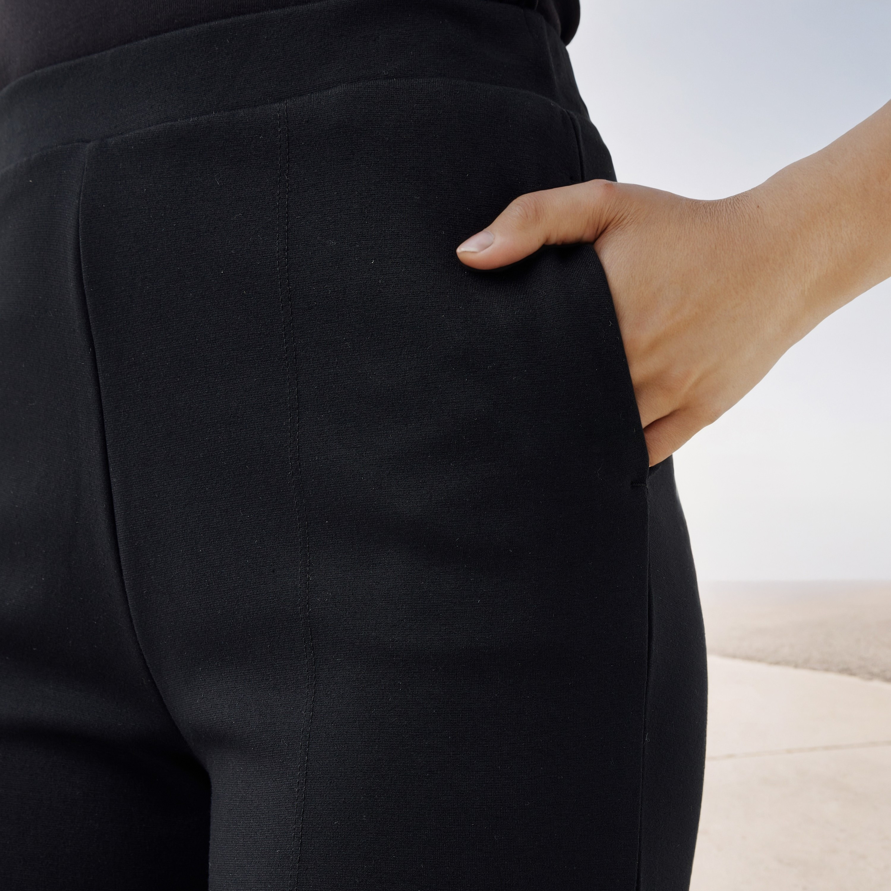 Regular Fit Mid Rise Flexi Waist Pants with Pockets-women-clothing-trousers-image-4
