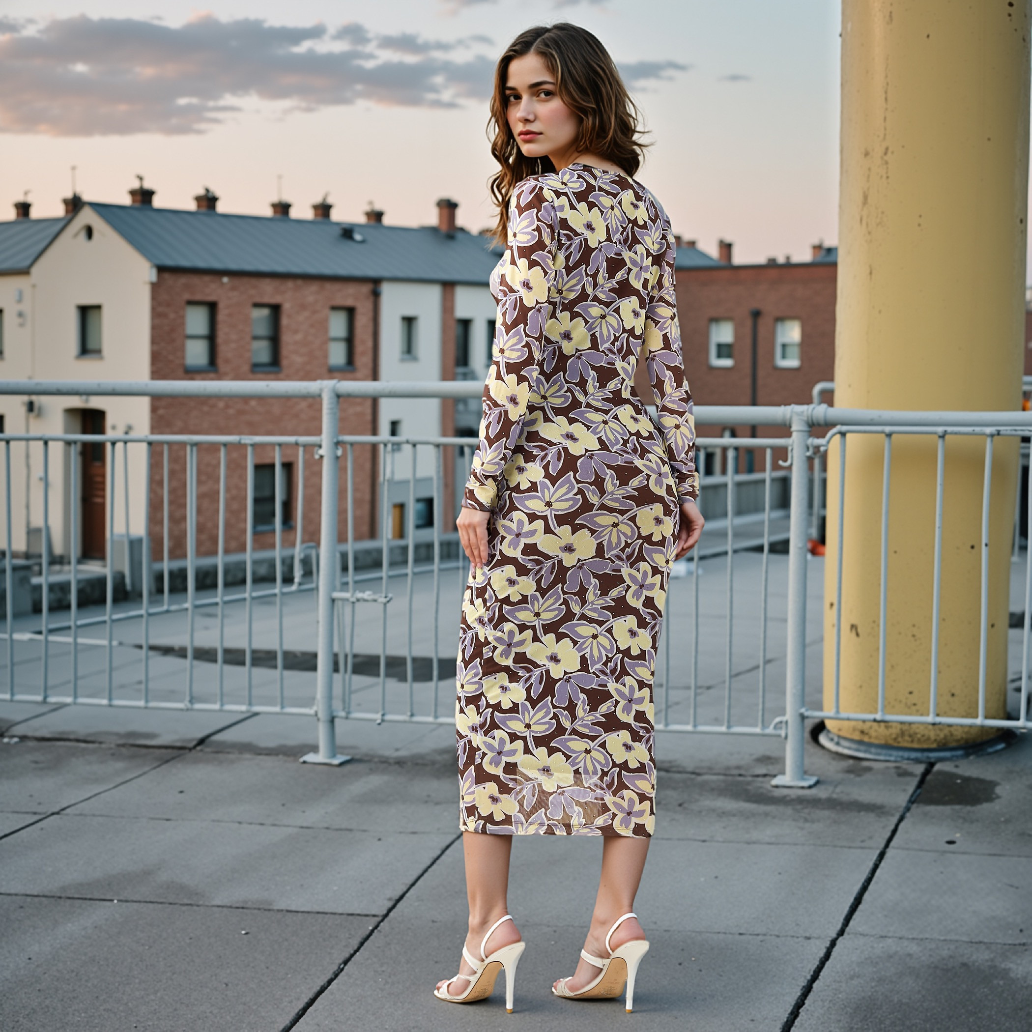 Floral Print Bodycon Dress with Long Sleeves-women-clothing-dresses-image-3