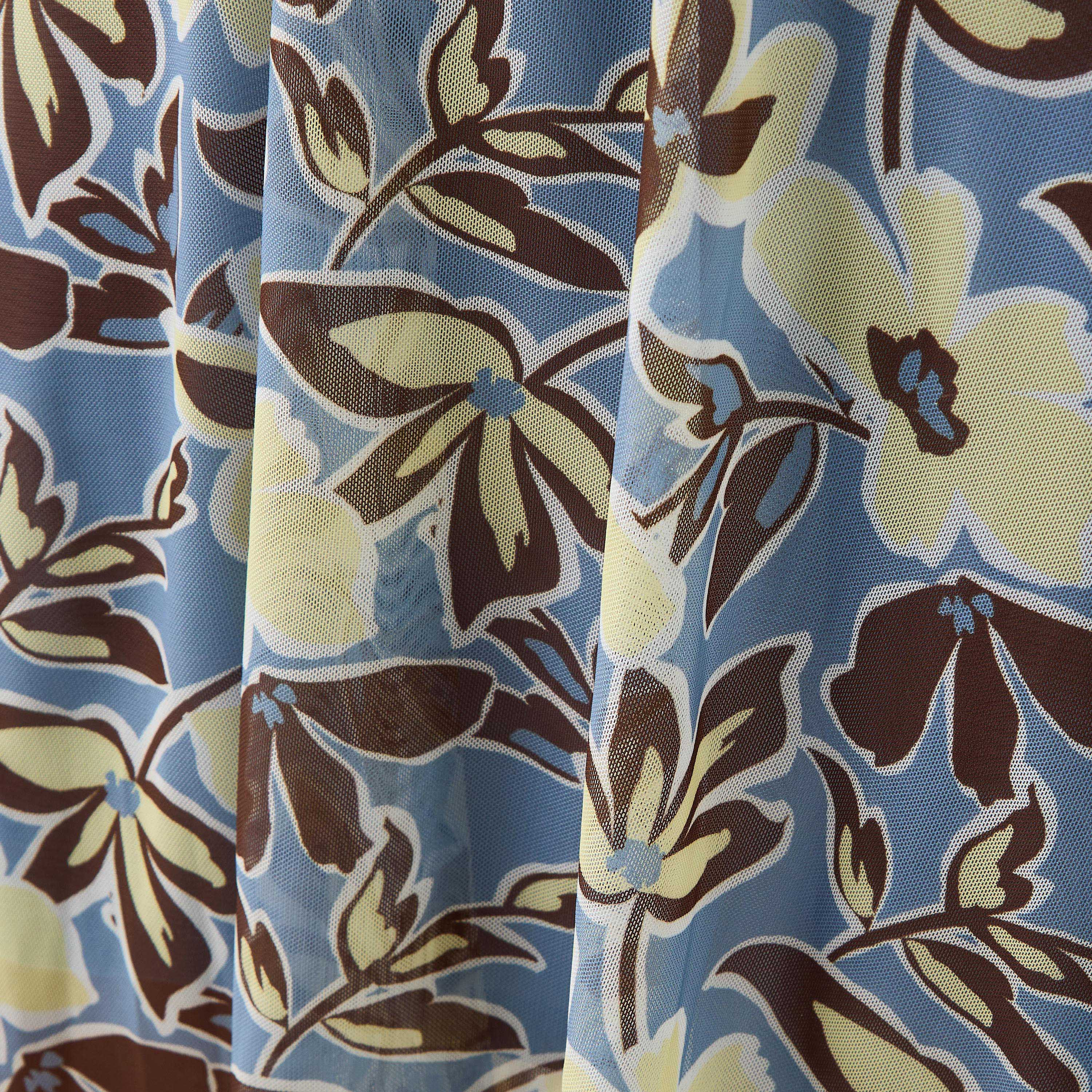 Floral Print V-neck Mesh Dress with Asymmetric Hem-women-clothing-dresses-image-5
