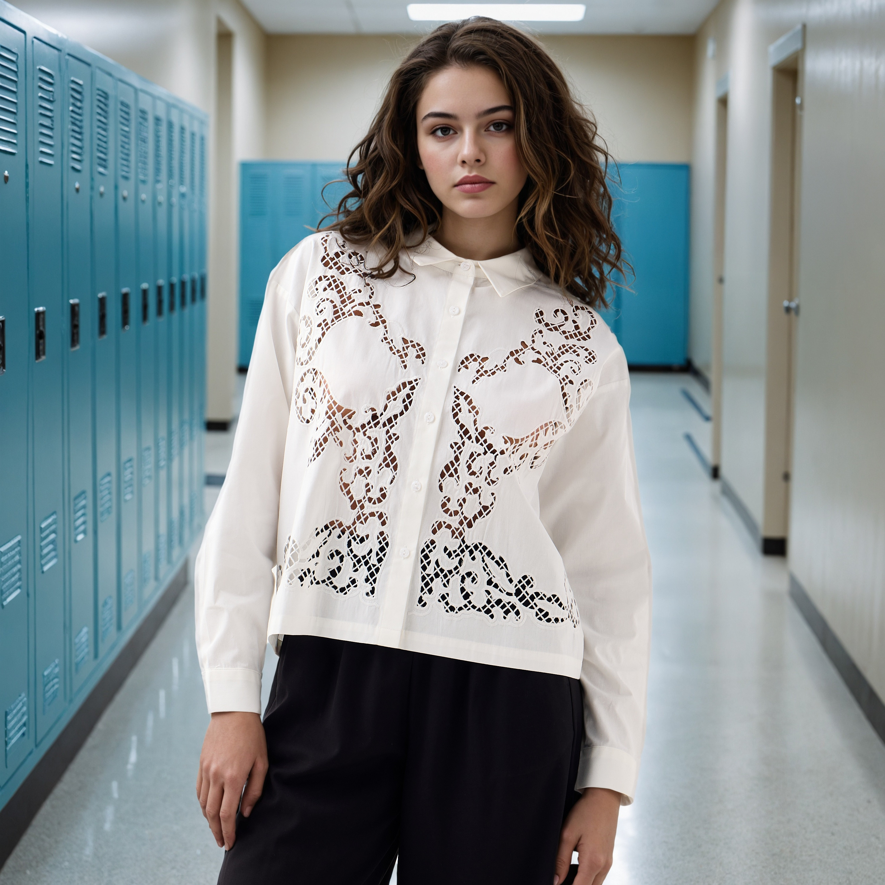 Cutwork Cotton Shirt with Long Sleeves-women-clothing-shirtsandblouses-shirts-image-1