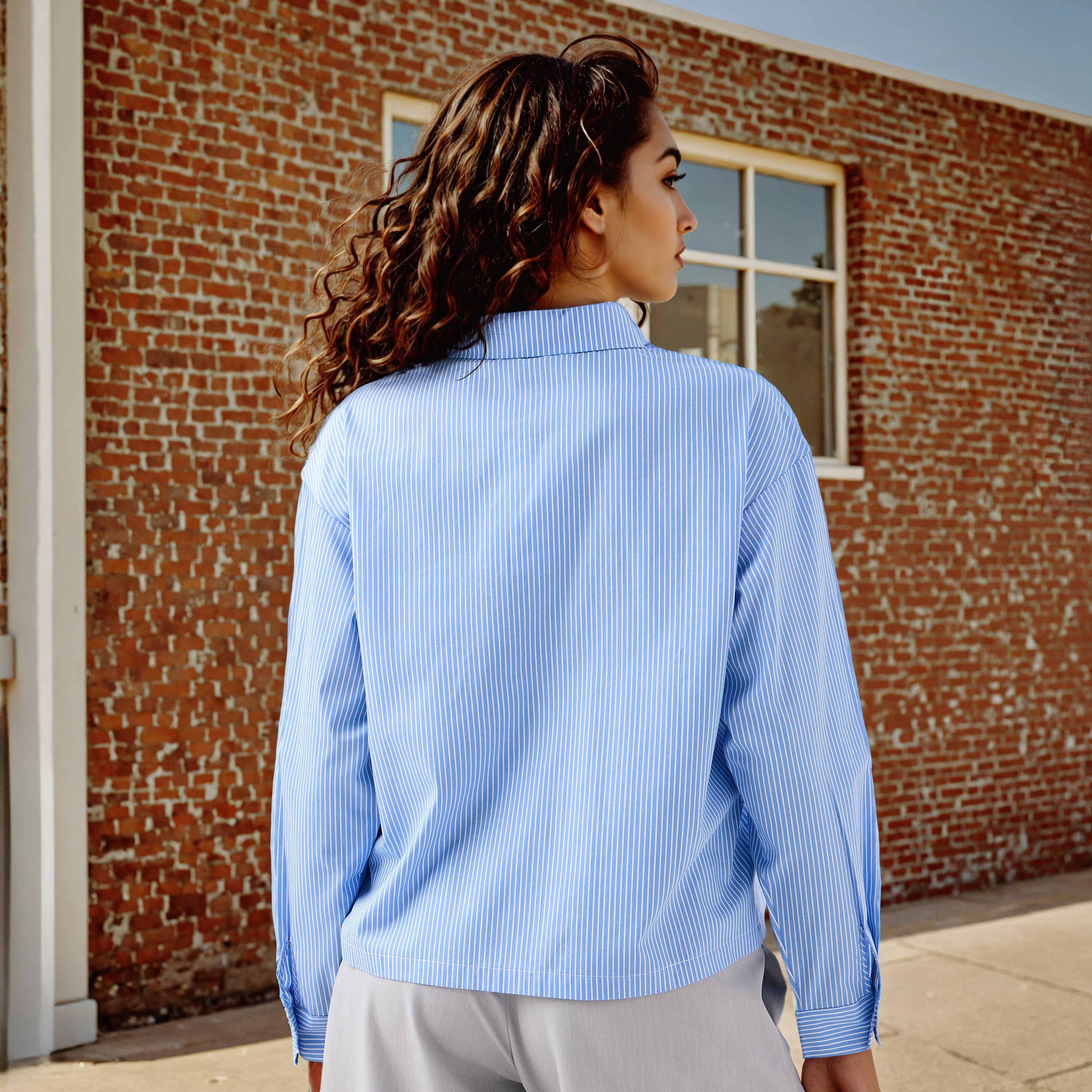 Striped Cutwork Cotton Shirt with Long Sleeves-women-clothing-shirtsandblouses-shirts-image-3