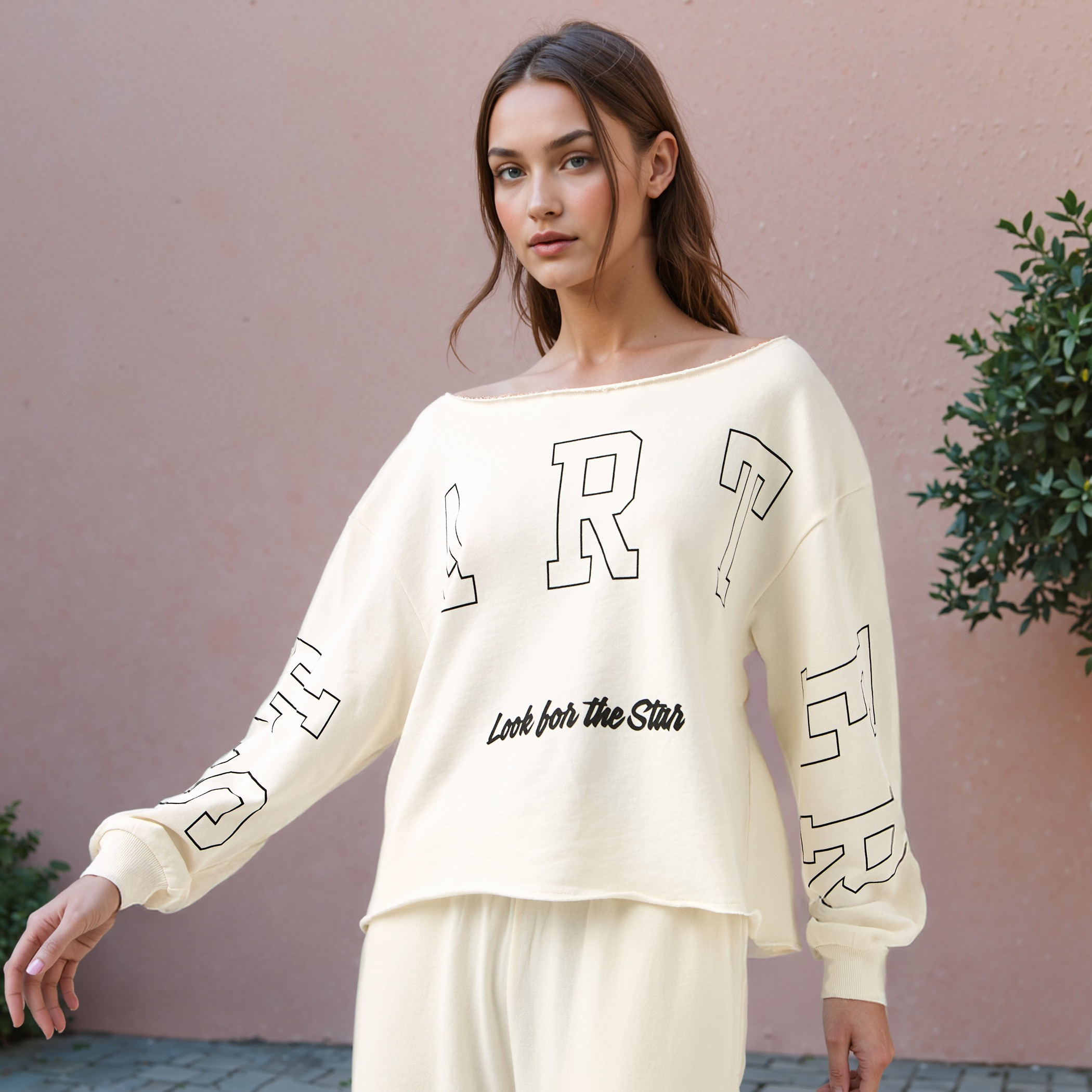 Printed Cropped Sweatshirt with Boat Neck and Long Sleeves-women-winterwear-hoodiesandsweatshirts-sweatshirts-image-1