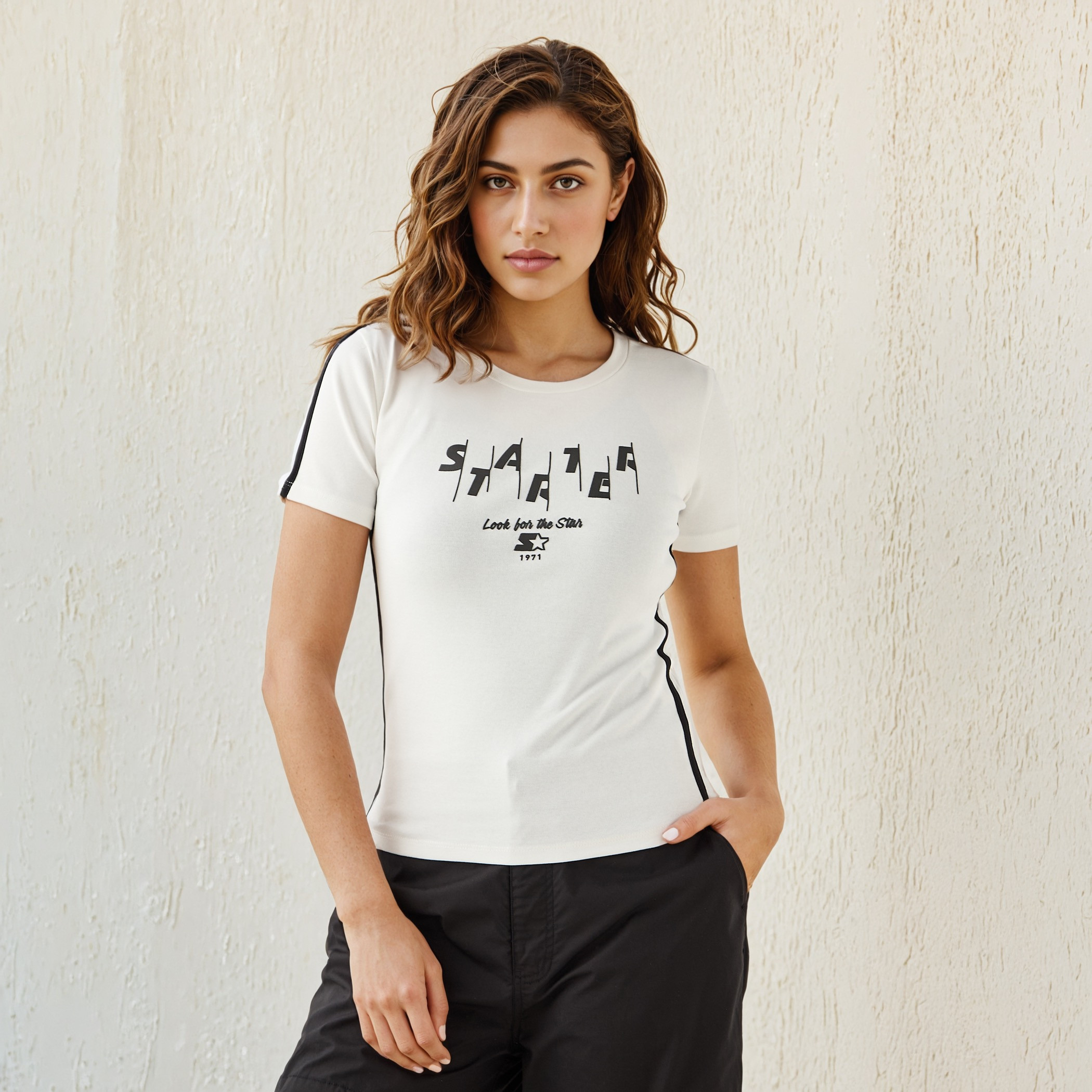 Starter Print T-shirt with Crew Neck and Short Sleeves-women-clothing-tshirts-image-1