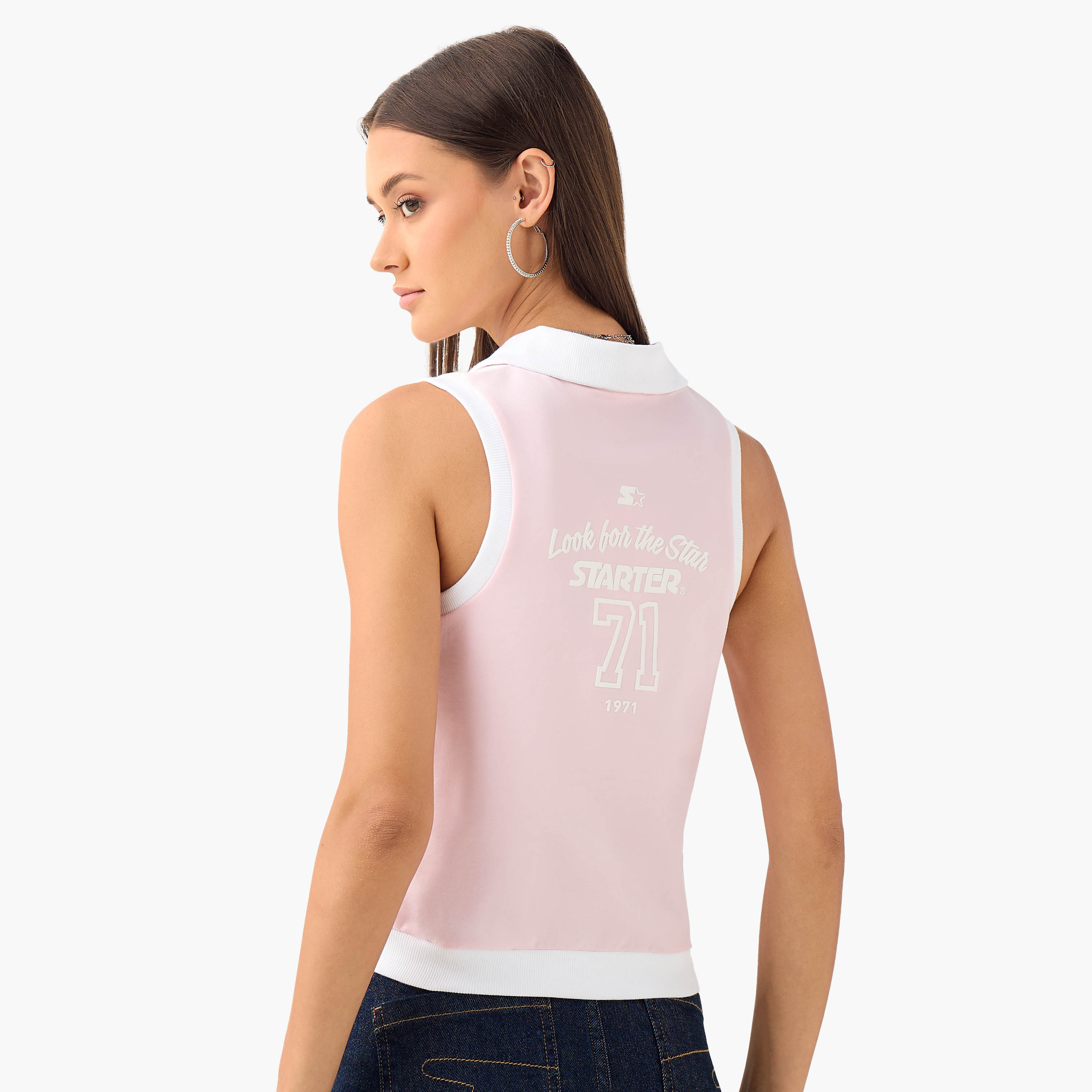 Contrast Piping Sleeveless Polo T-shirt-women-clothing-tshirts-image-3