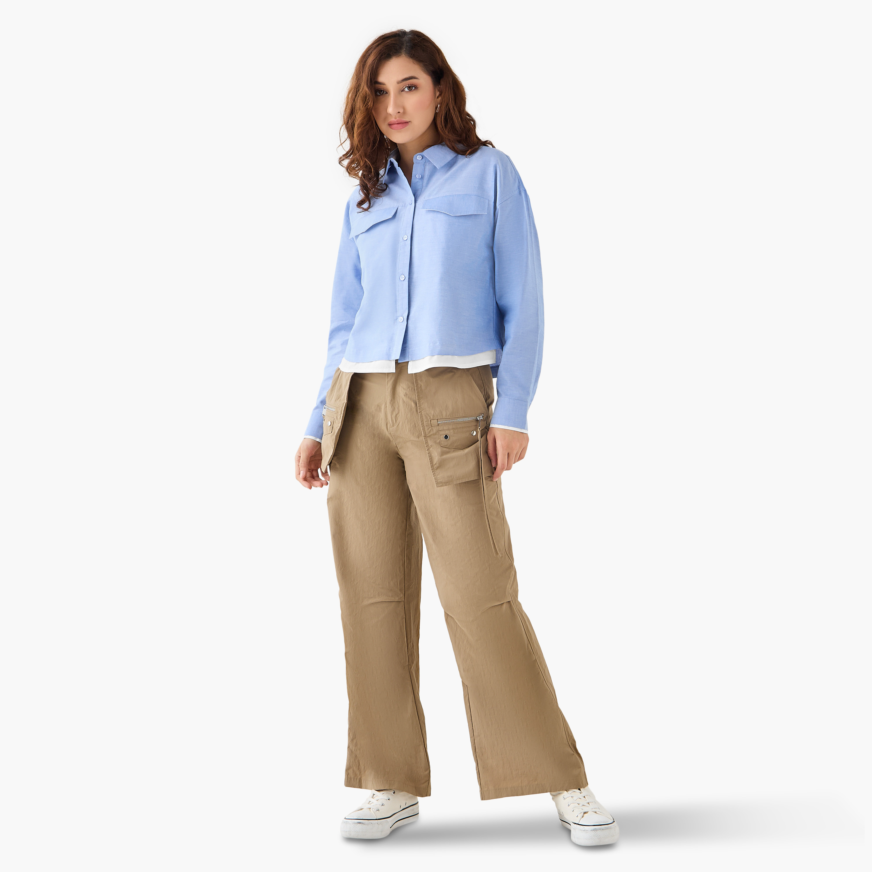 Flap Pocket Crop Cotton Shirt-women-clothing-shirtsandblouses-shirts-image-2