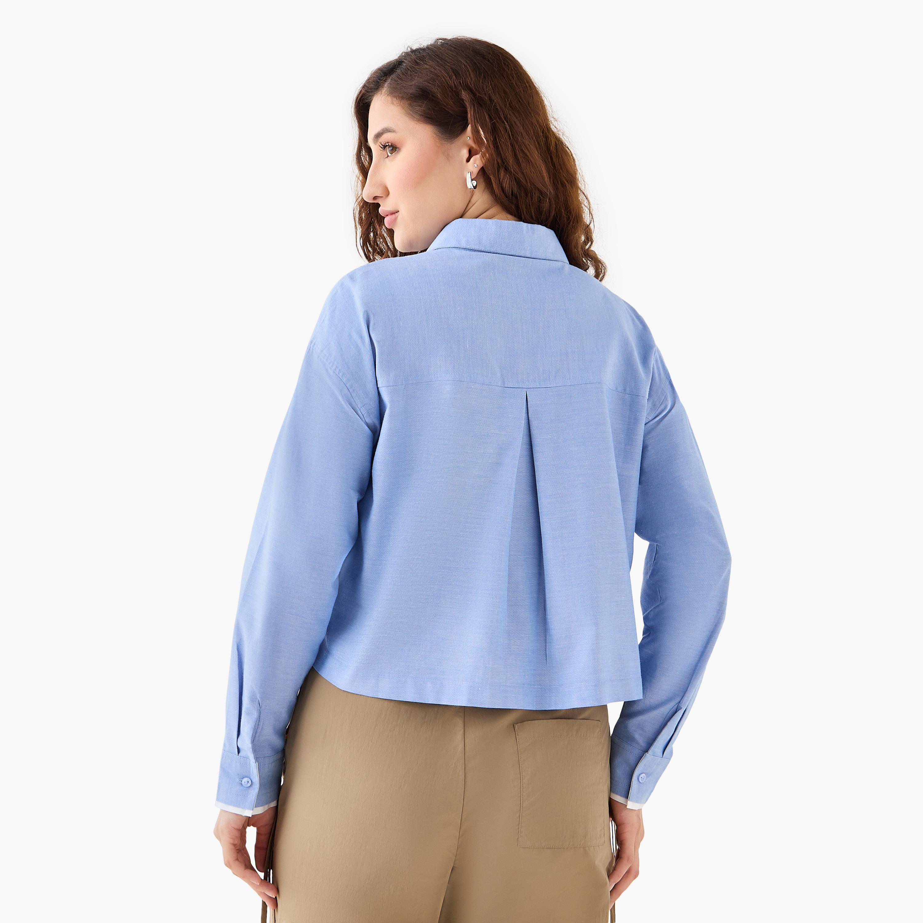 Flap Pocket Crop Cotton Shirt-women-clothing-shirtsandblouses-shirts-image-3