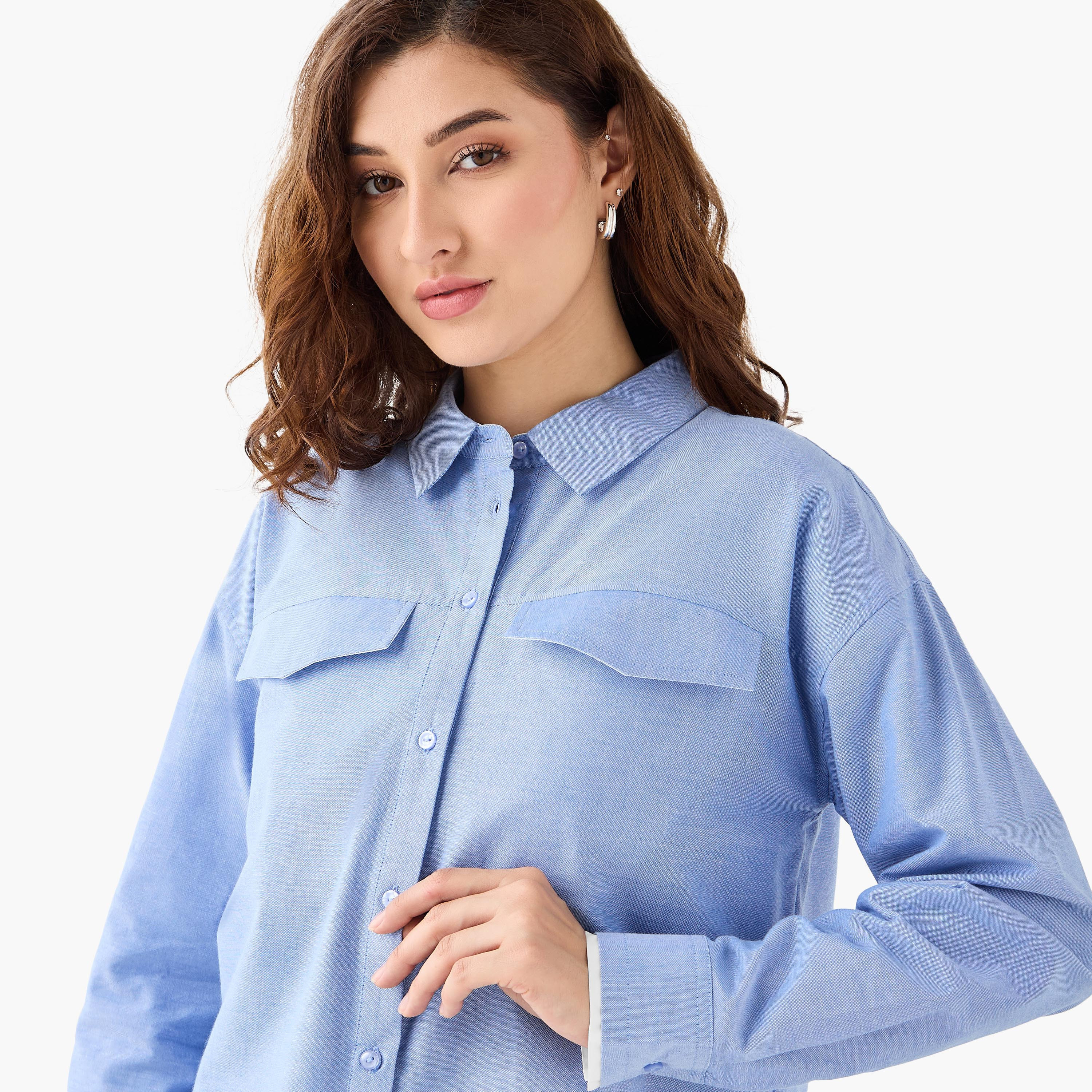 Flap Pocket Crop Cotton Shirt-women-clothing-shirtsandblouses-shirts-image-4