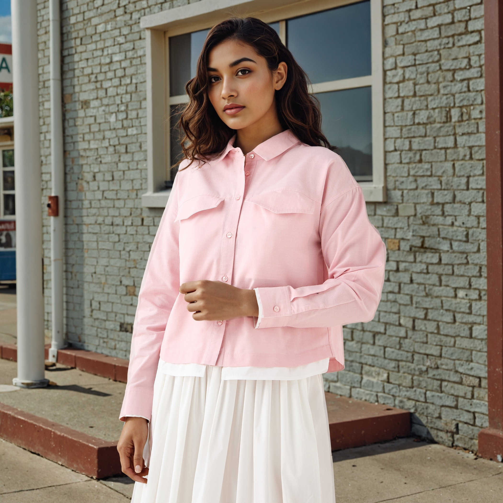 Flap Pocket Crop Cotton Shirt-women-clothing-shirtsandblouses-shirts-image-1