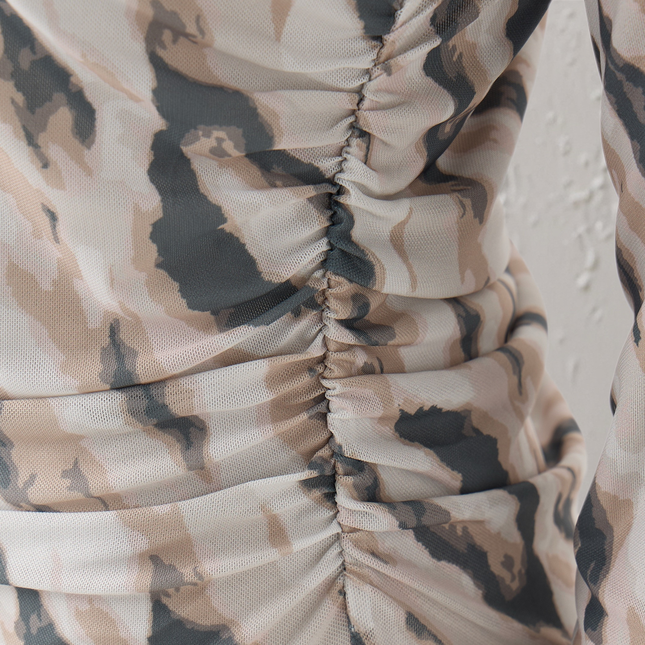 All-Over Print Mesh Dress with Ruched Detail-women-clothing-dresses-image-5