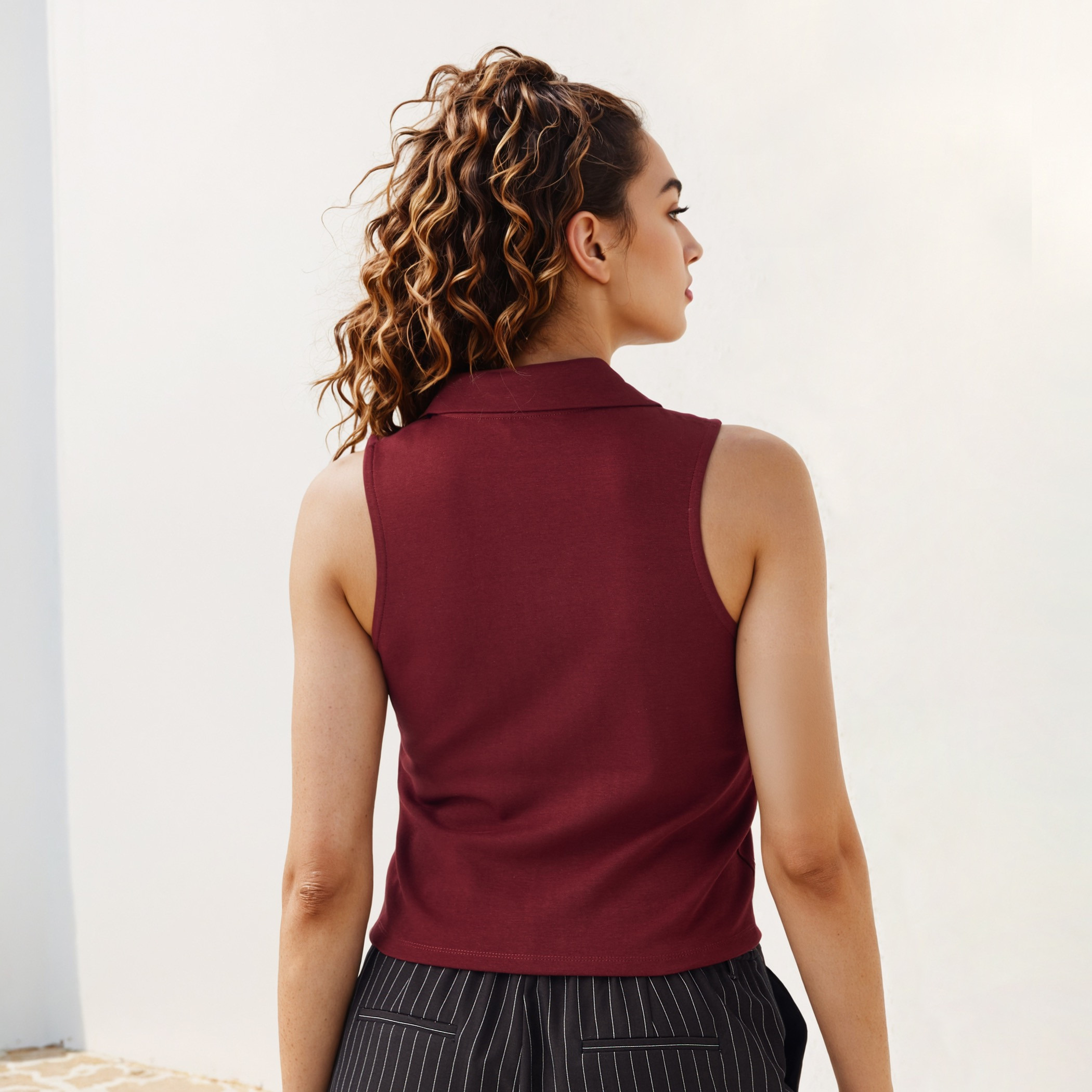 Polo Tank Top with Zip Closure-women-clothing-tshirts-image-3