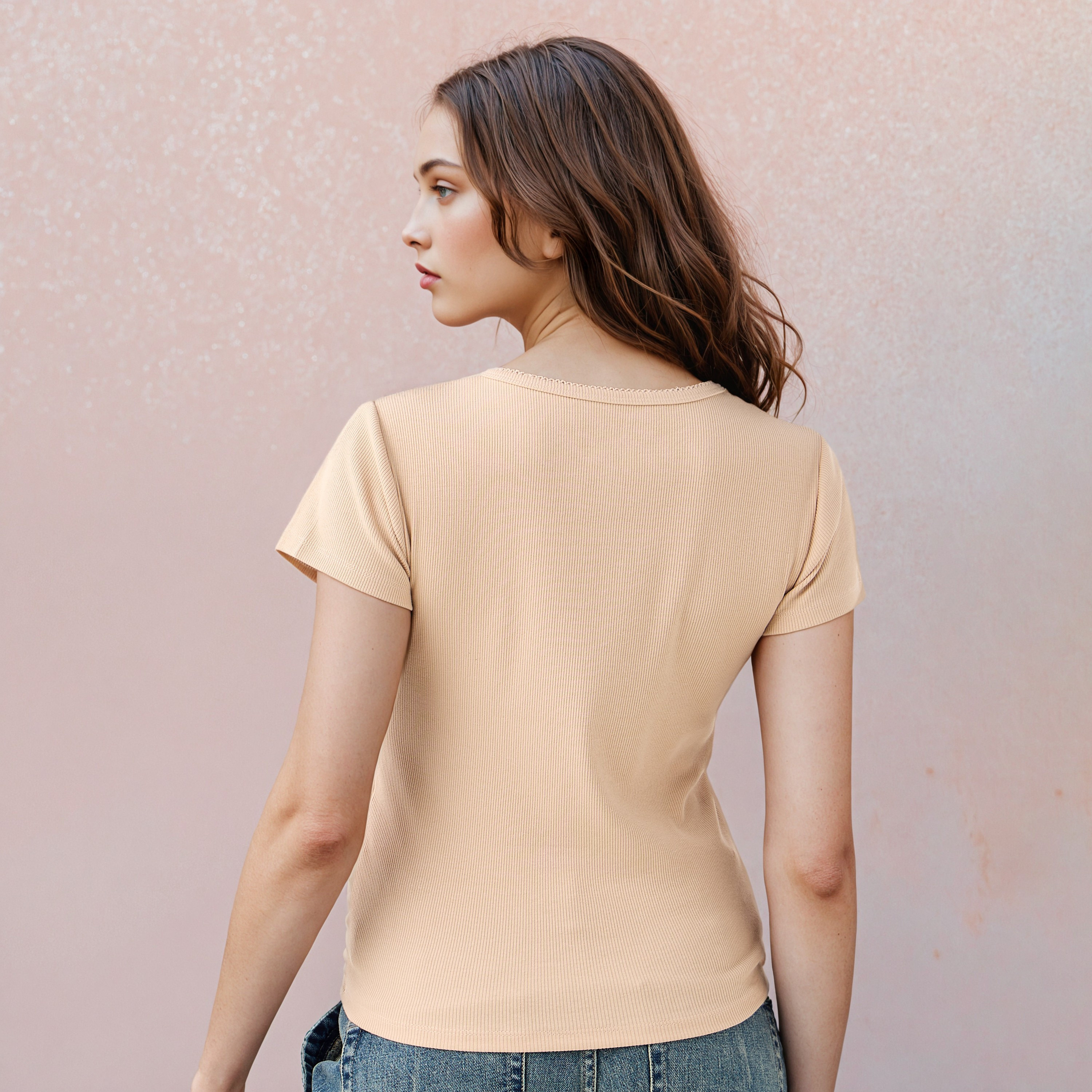 Ribbed Henley Neck T-shirt-women-clothing-tshirts-image-3
