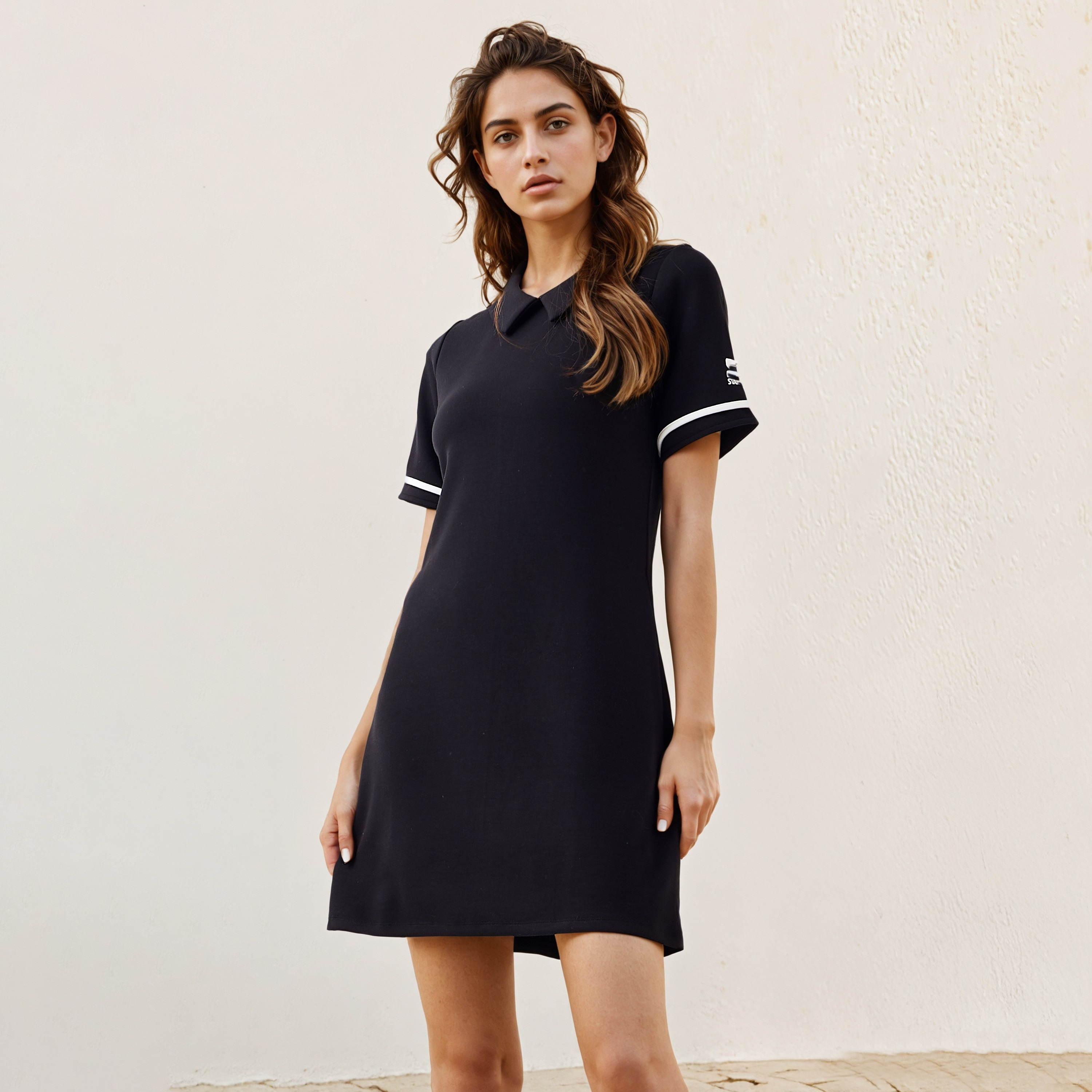 Starter Logo Print Collared T-shirt Dress-women-clothing-dresses-image-1