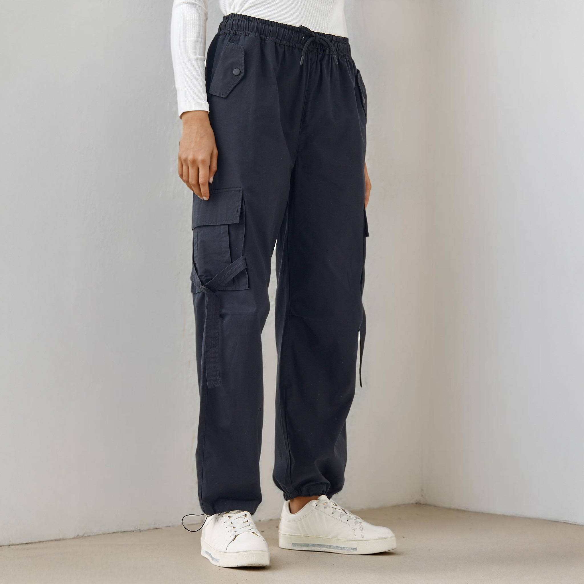 Utility Cargo Pants with Drawstring Closure-women-clothing-bottoms-joggers-image-1