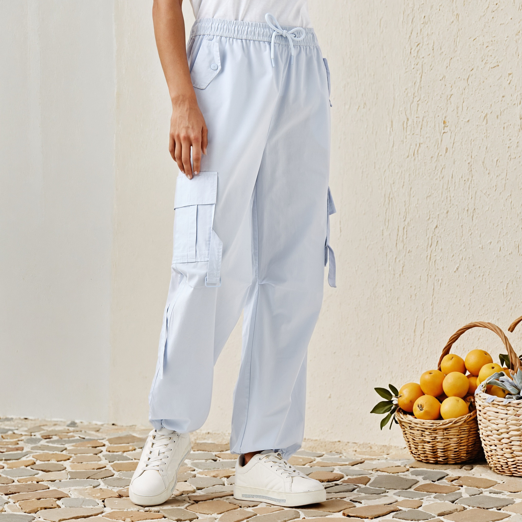Utility Cargo Pants with Drawstring Closure-women-clothing-bottoms-joggers-image-1