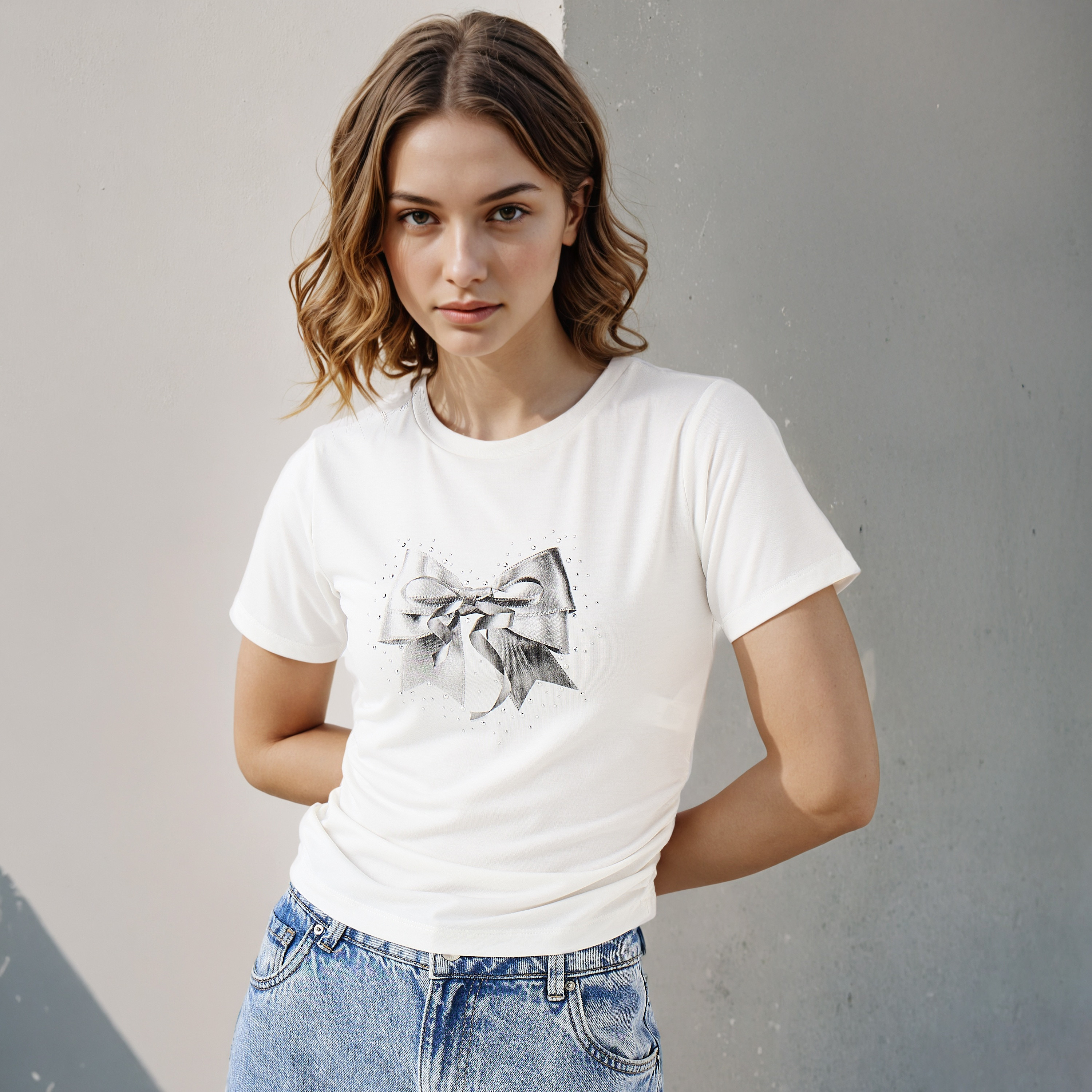 Embellished Ruched T-shirt-women-clothing-tshirts-image-1