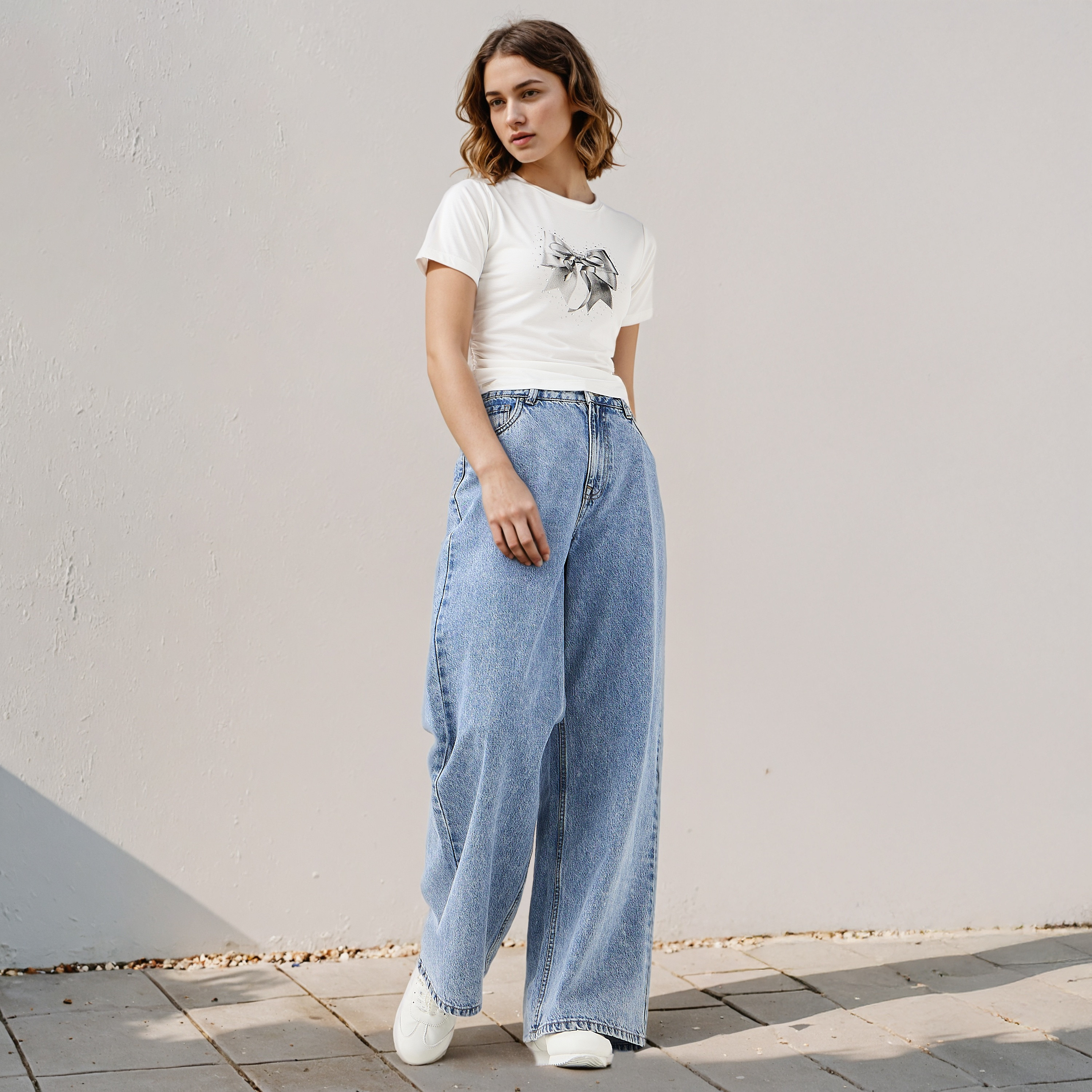 Embellished Ruched T-shirt-women-clothing-tshirts-image-2