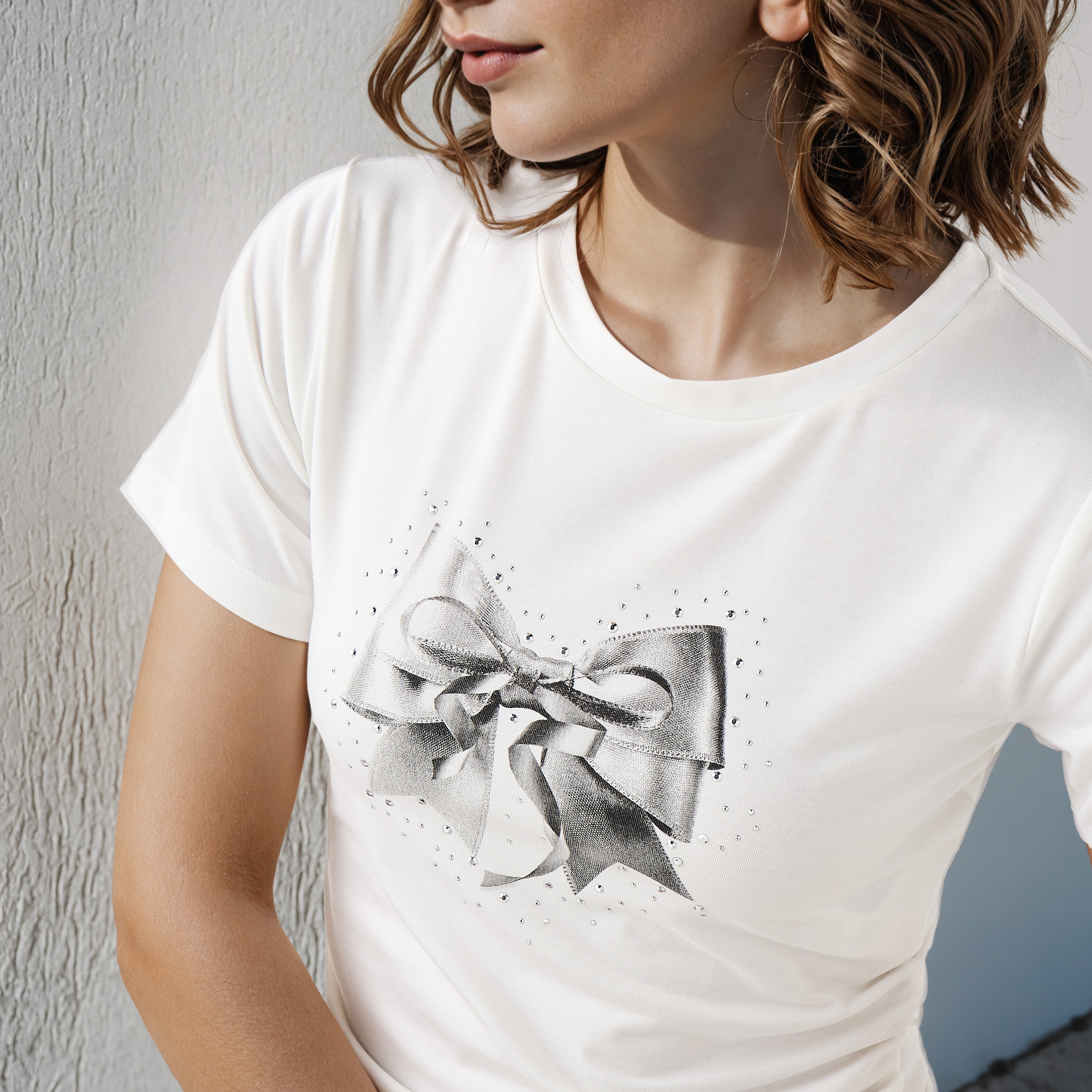 Embellished Ruched T-shirt-women-clothing-tshirts-image-4