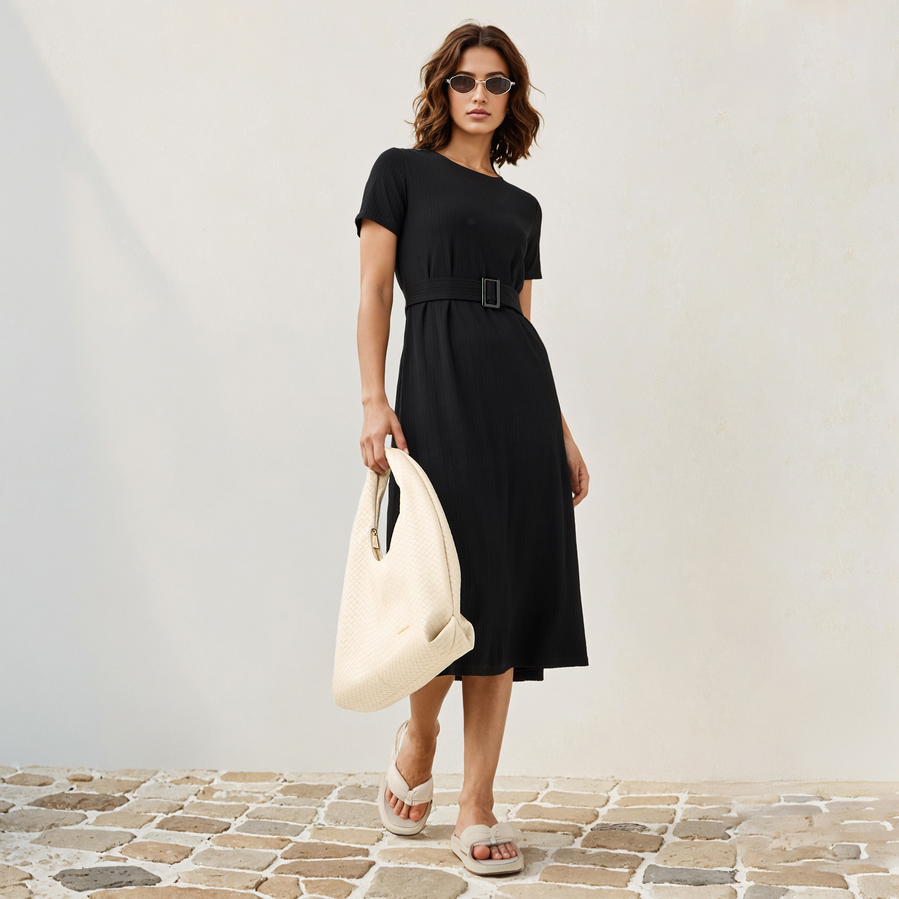 Ribbed Midi Dress with Detachable Belt-women-clothing-dresses-image-2