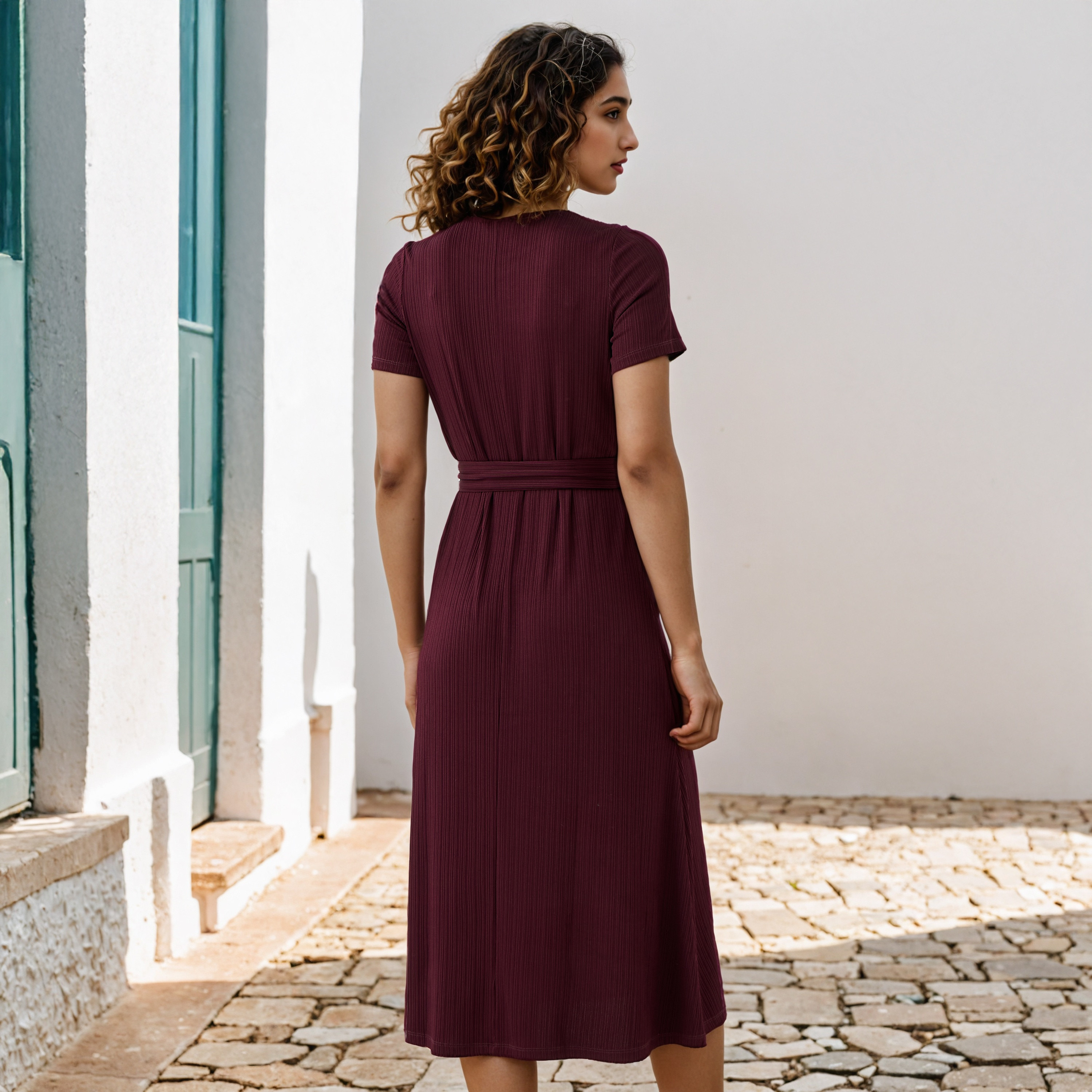 فستان ميدي مضلع بحزام قابل للفصل-women-clothing-dresses-image-8