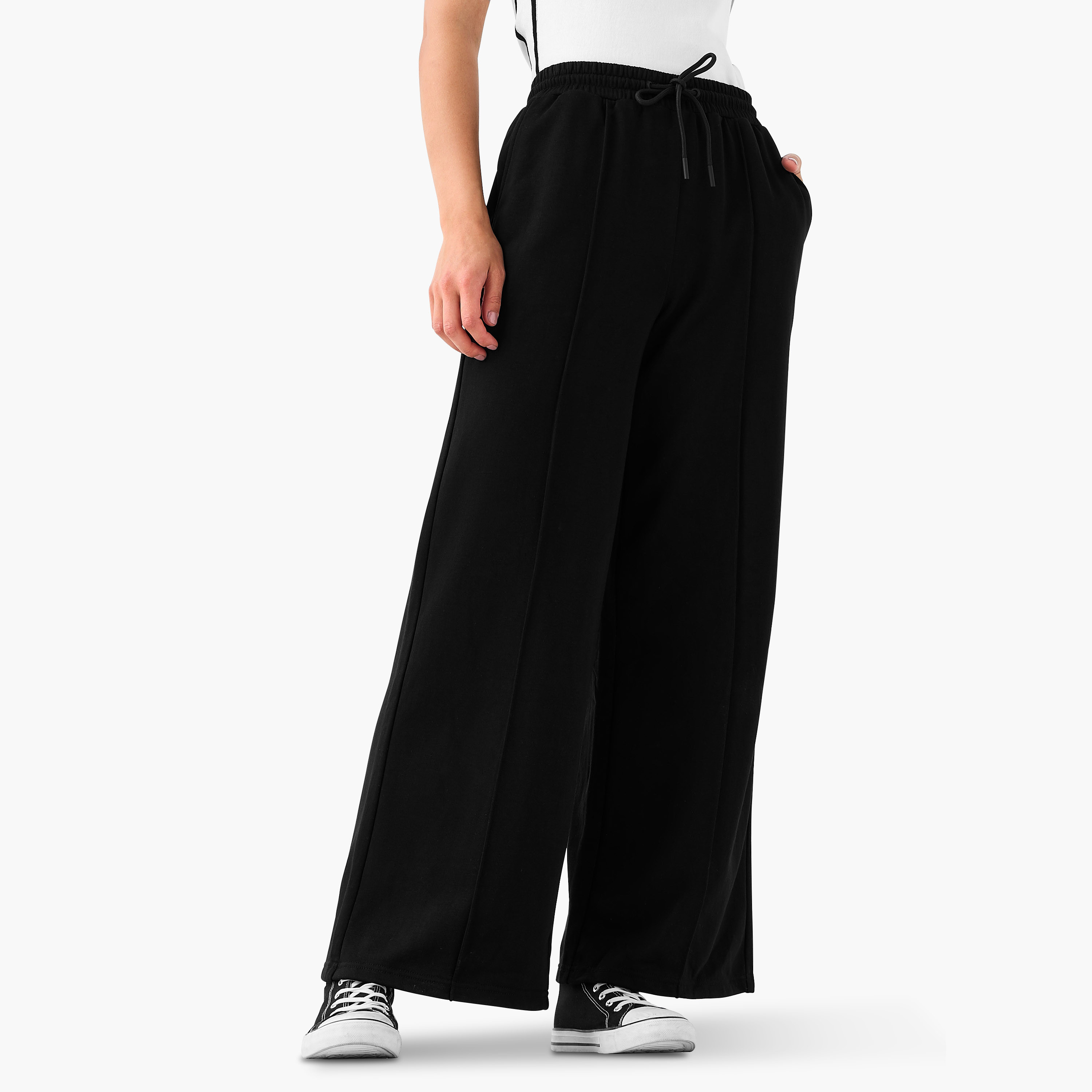 بنطلون بقصة عادية وخصر مرن وجيوب-women-clothing-bottoms-joggers-image-1