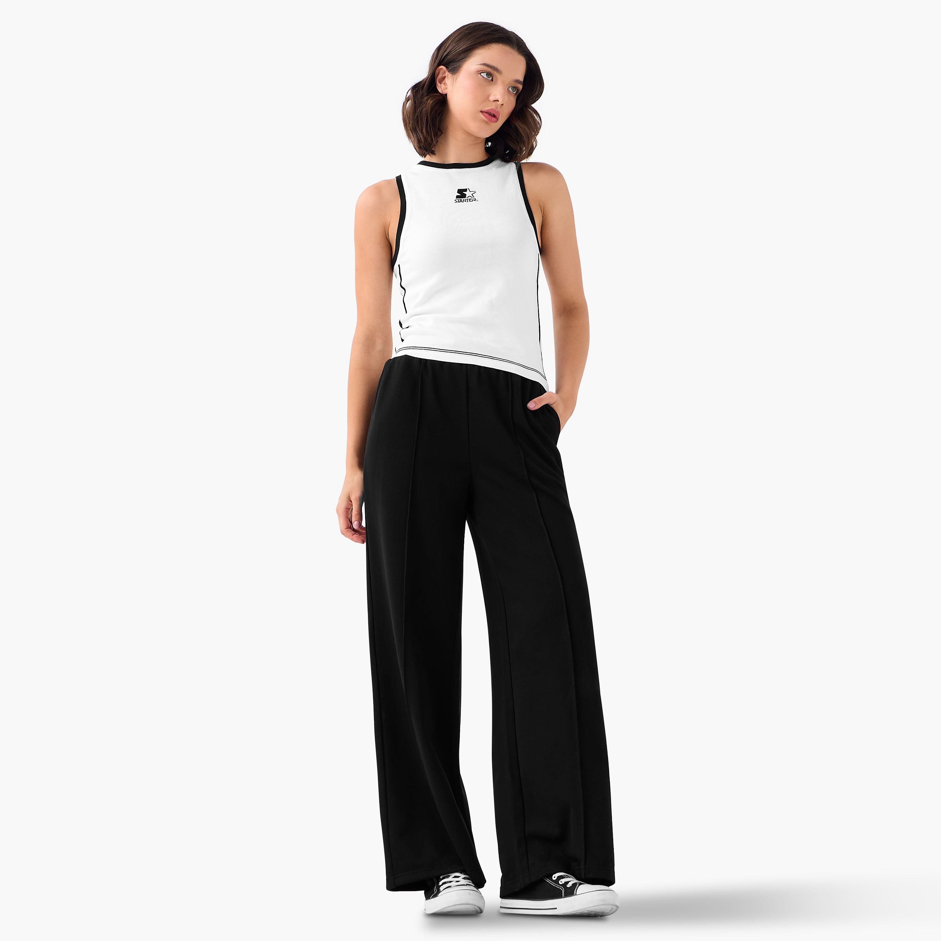 بنطلون بقصة عادية وخصر مرن وجيوب-women-clothing-bottoms-joggers-image-2