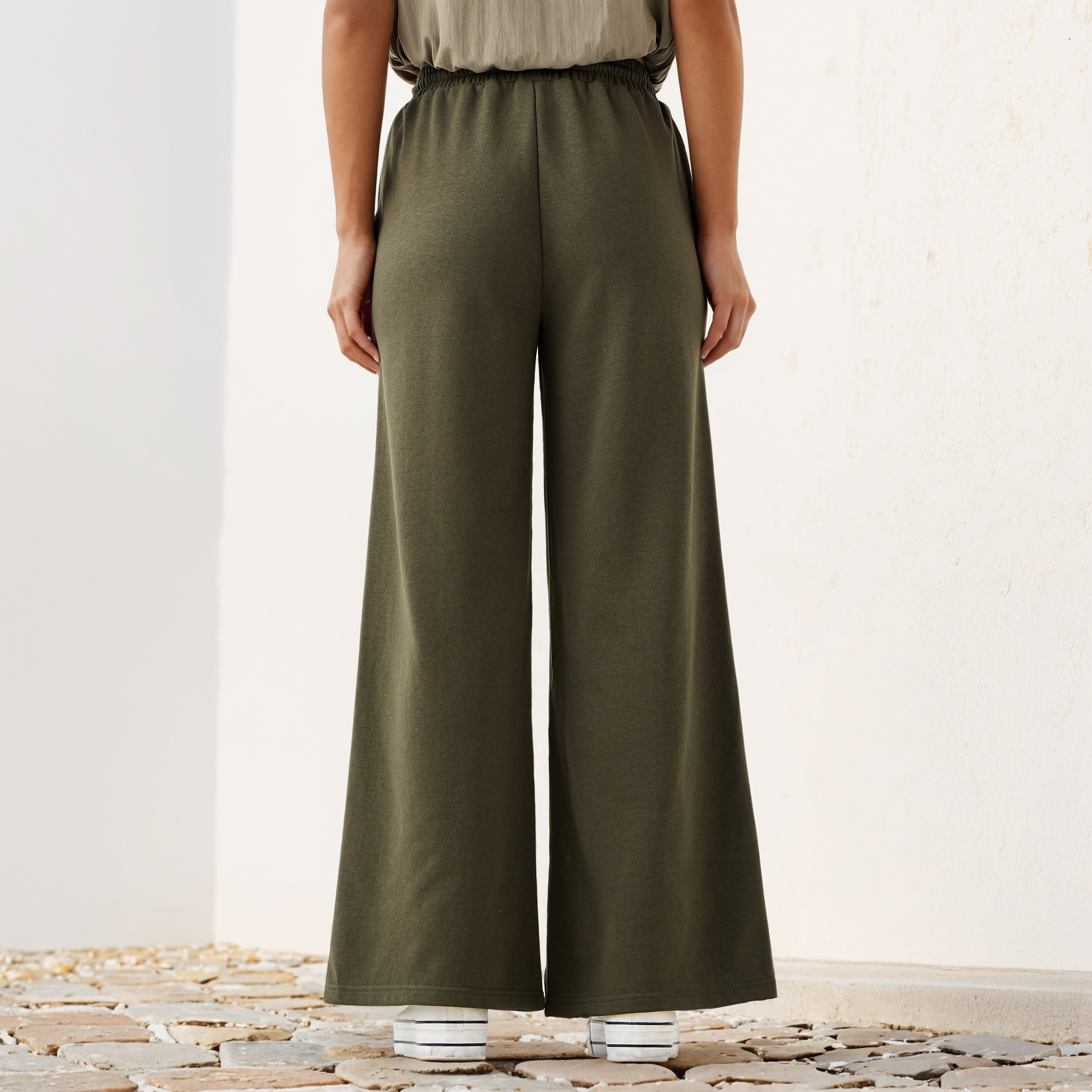 Wide Leg Flexi Waist Pants with Pockets-women-clothing-bottoms-joggers-image-3