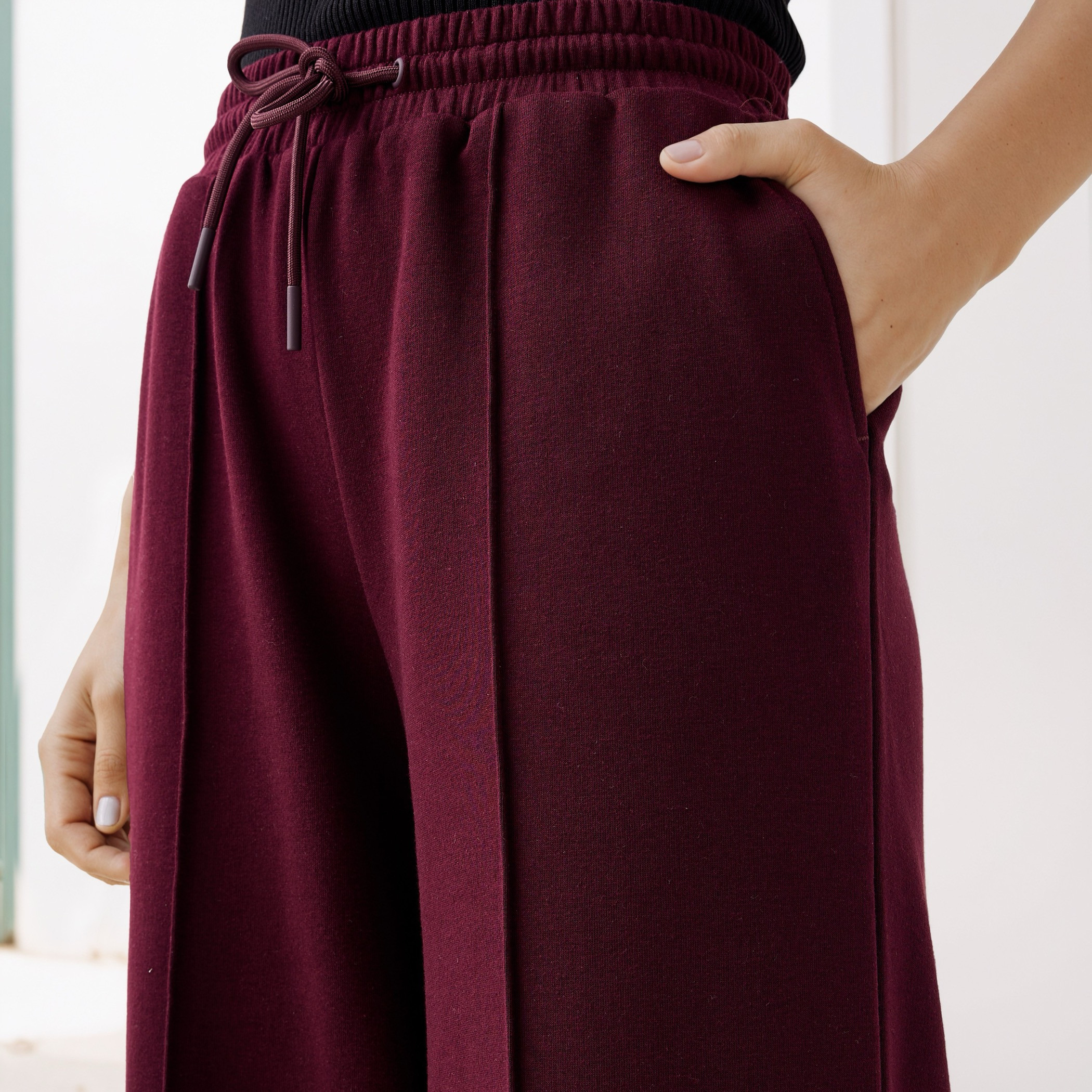 Wide Leg Flexi Waist Pants with Pockets-women-clothing-bottoms-joggers-image-4