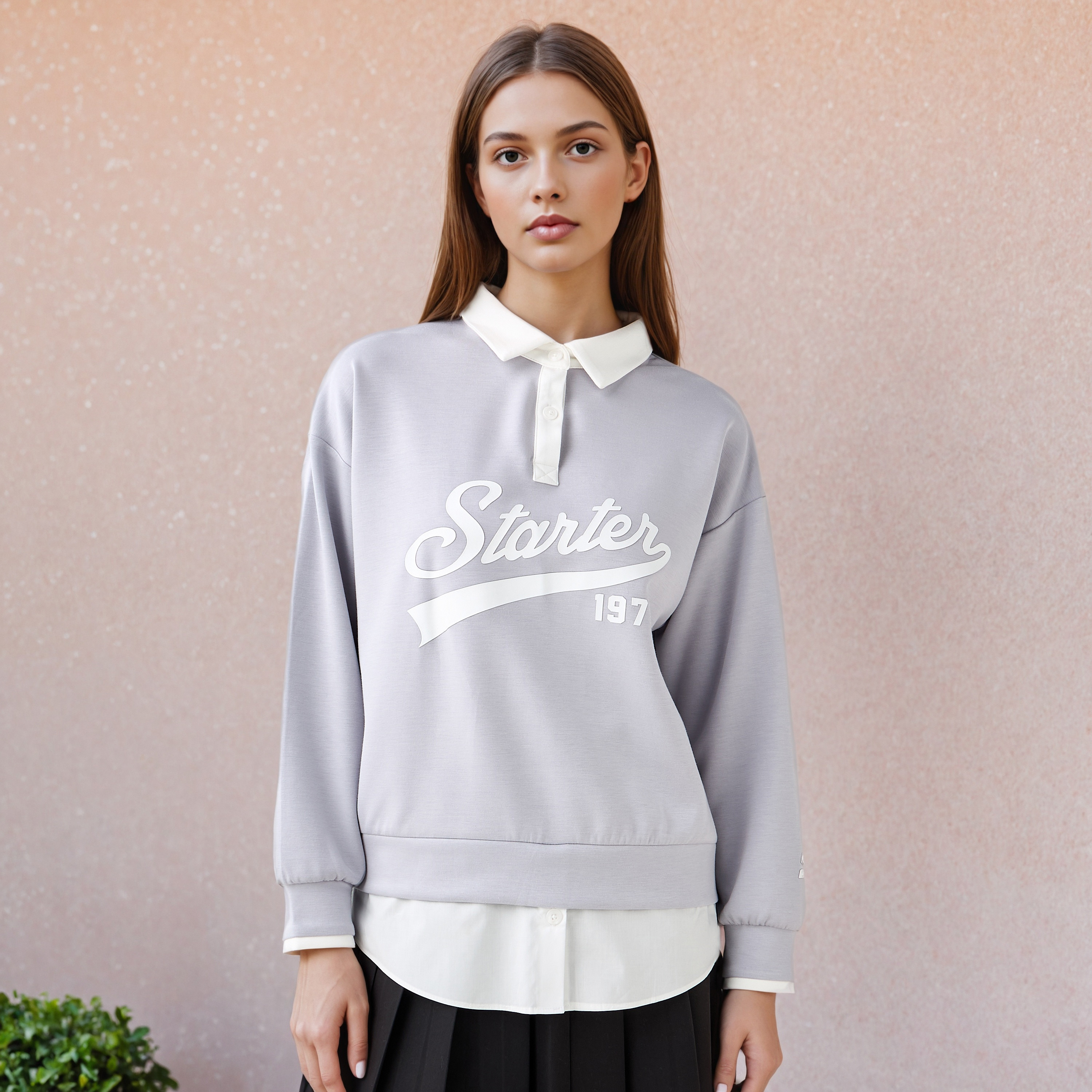 Starter Logo Print Collared Sweatshirt-women-winterwear-hoodiesandsweatshirts-sweatshirts-image-1