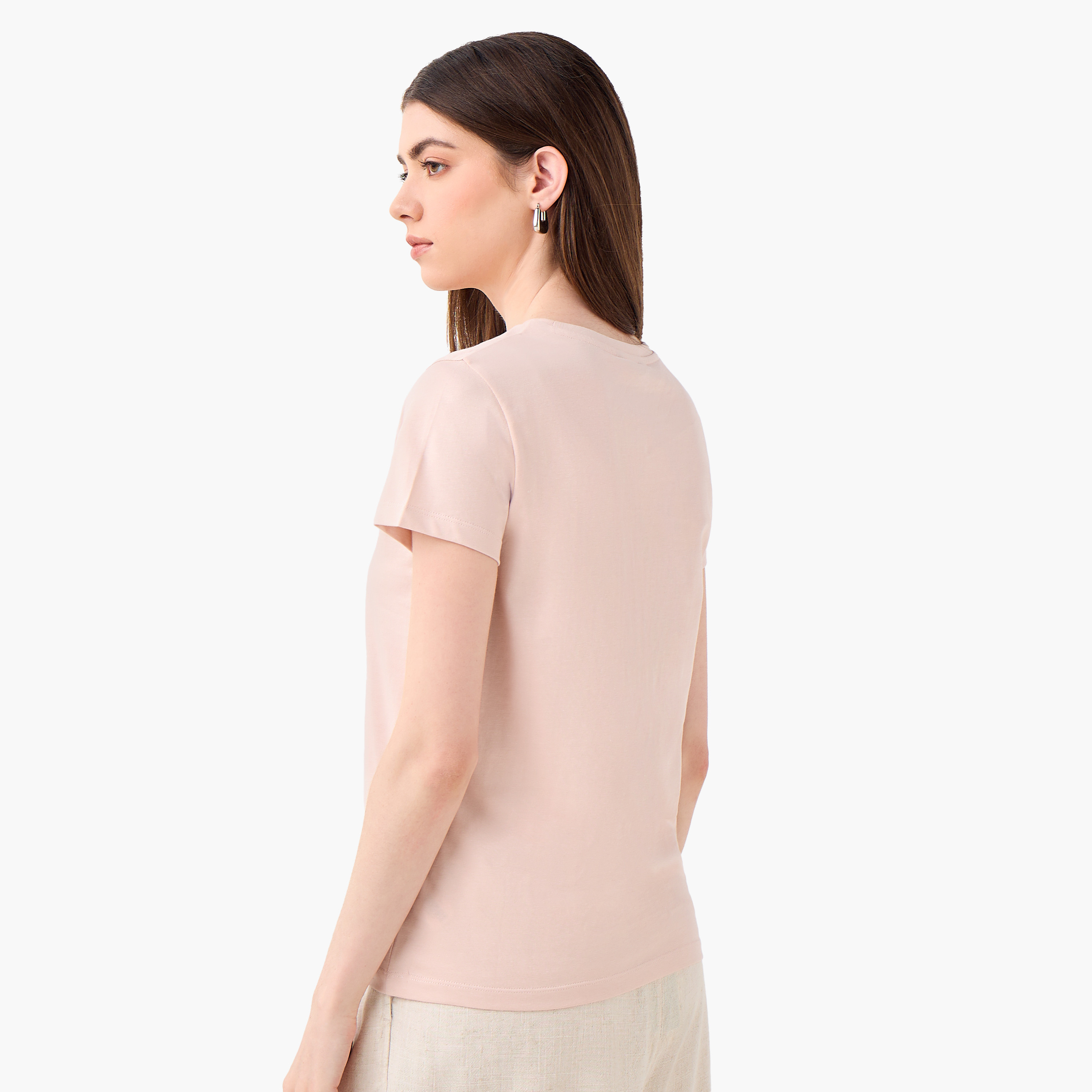 Floral Print Crew Neck T-shirt-women-clothing-tshirts-image-3