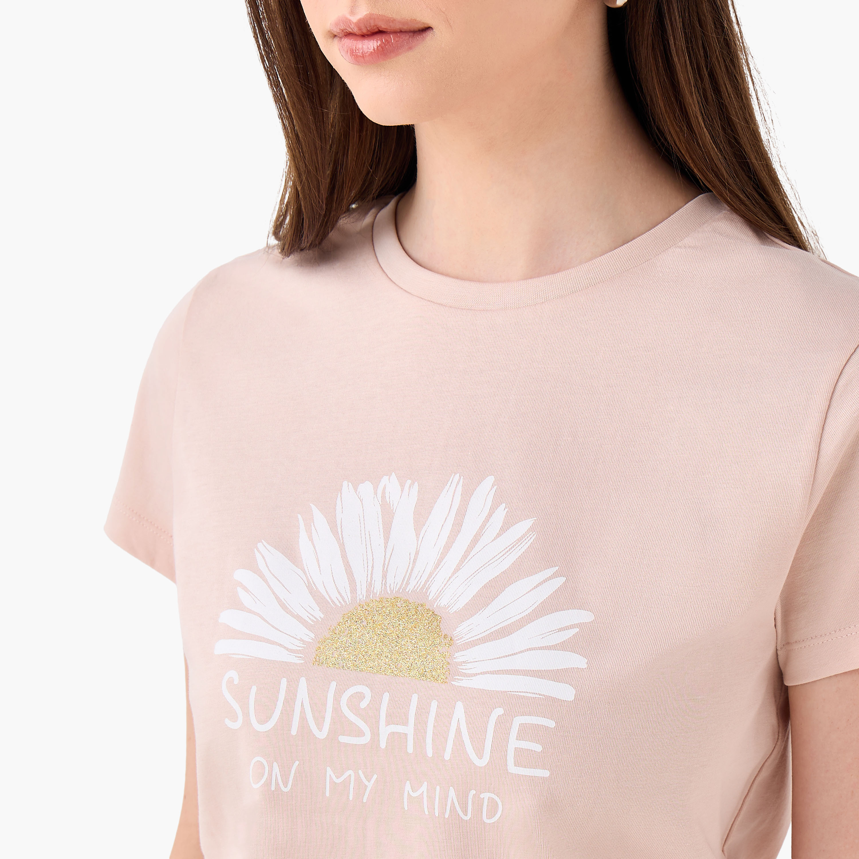 Floral Print Crew Neck T-shirt-women-clothing-tshirts-image-4