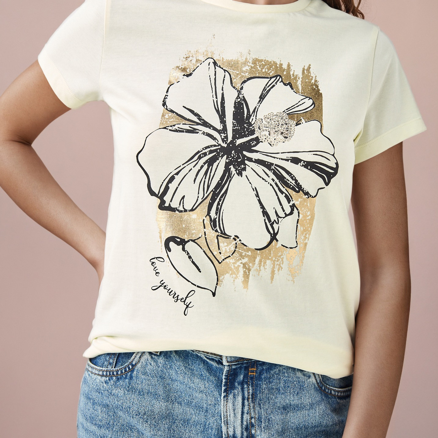Floral Print Crew Neck T-shirt-women-clothing-tshirts-image-4