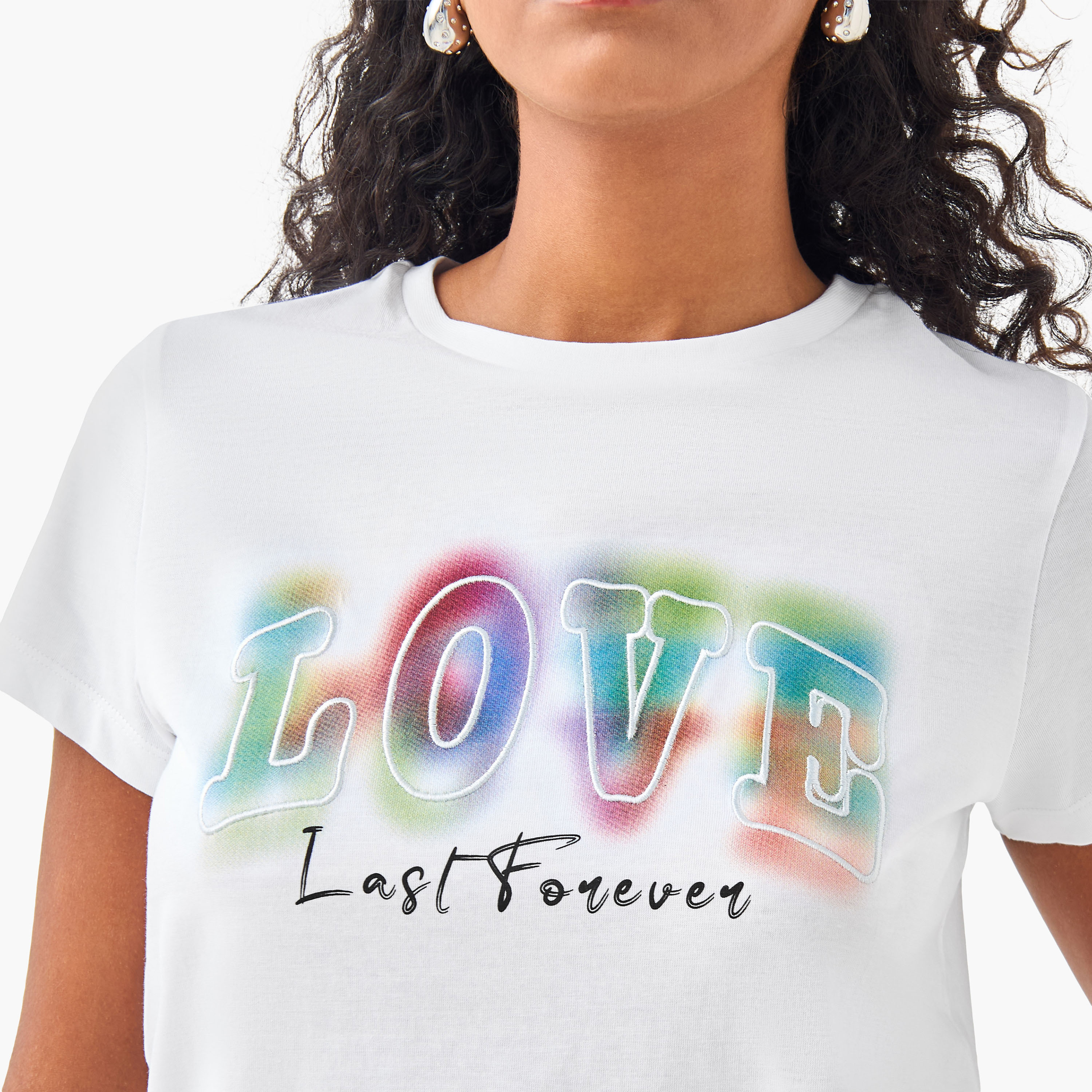 Embroidered Crew Neck T-shirt-women-clothing-tshirts-image-4