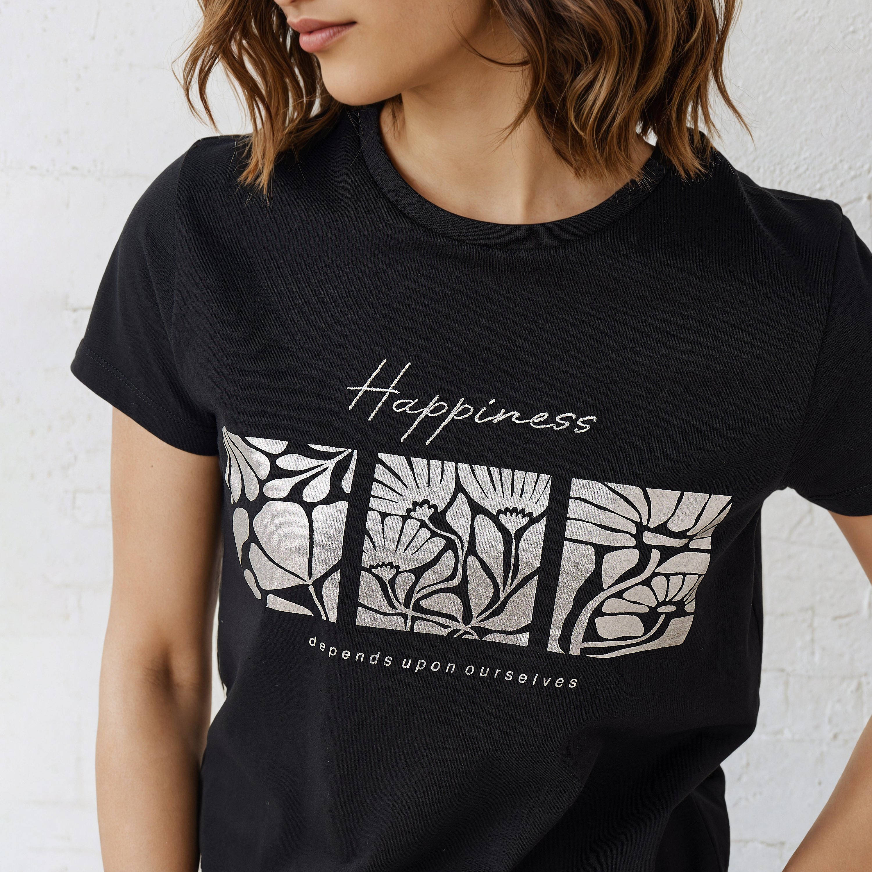 Floral Print Crew Neck T-shirt-women-clothing-tshirts-image-4