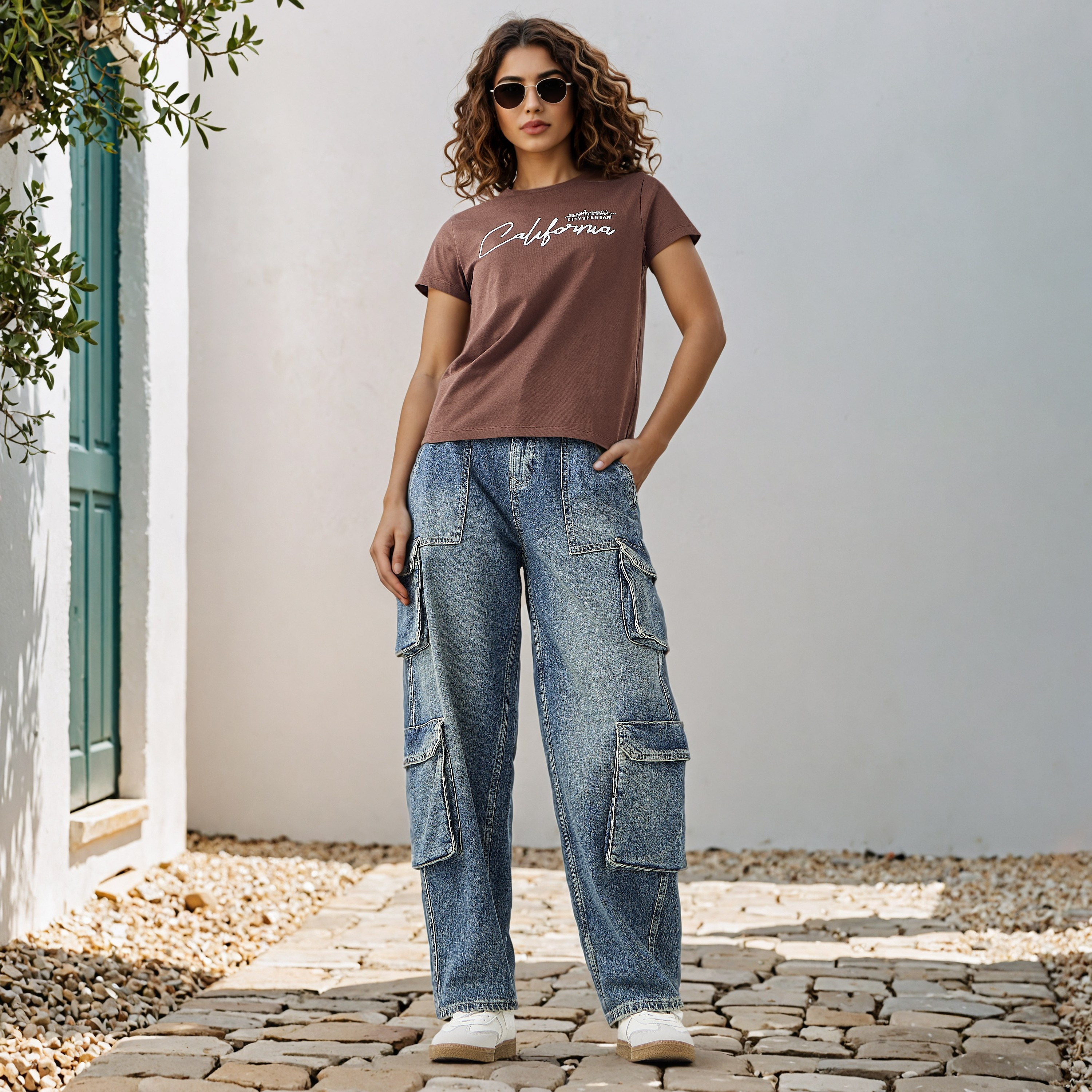 Embroidered Crew Neck T-shirt-women-clothing-tshirts-image-2