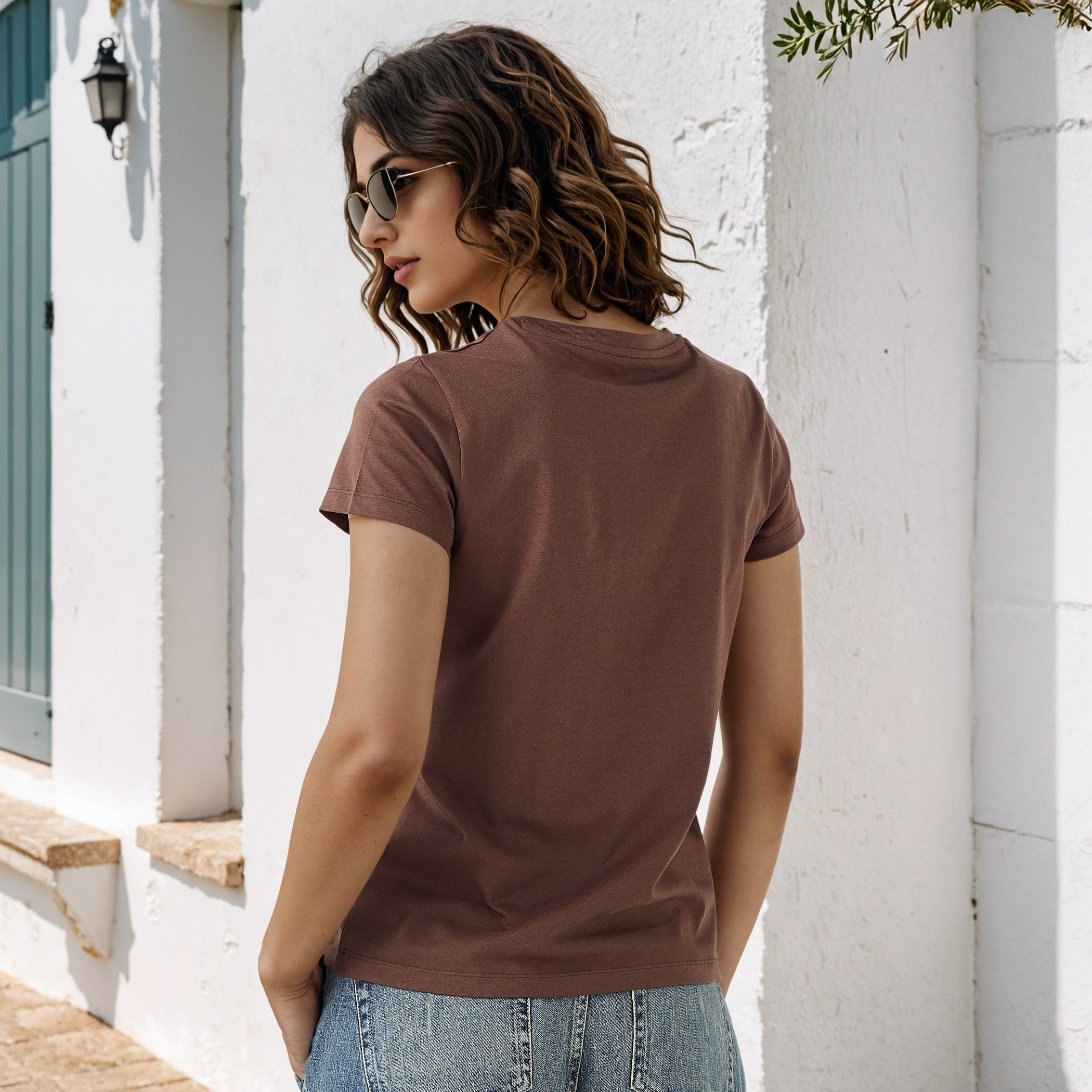 Embroidered Crew Neck T-shirt-women-clothing-tshirts-image-3