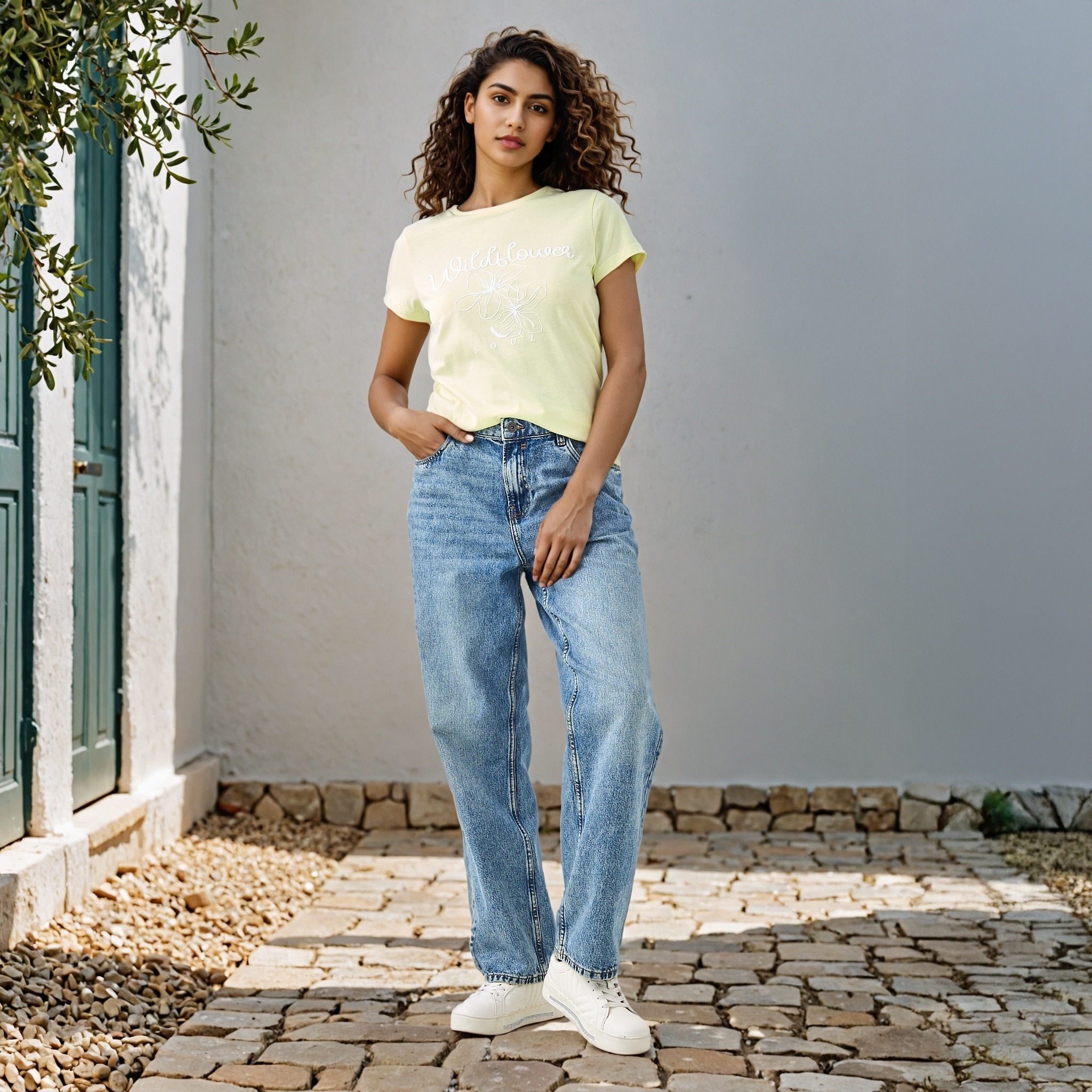 تيشيرت بياقة ضيقة وطبعات زهرية-women-clothing-tshirts-image-2