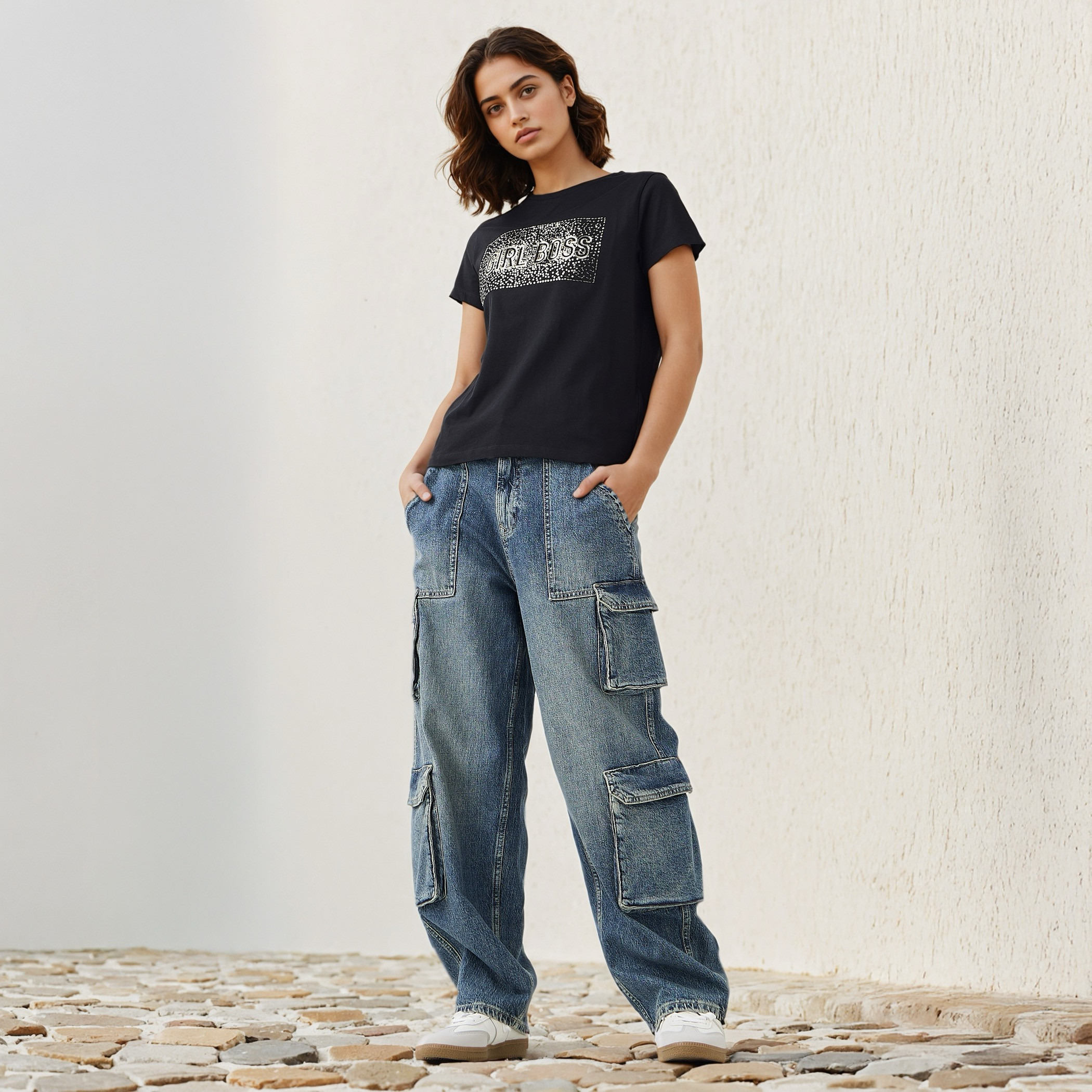 Embellished Crew Neck T-shirt-women-clothing-tshirts-image-2