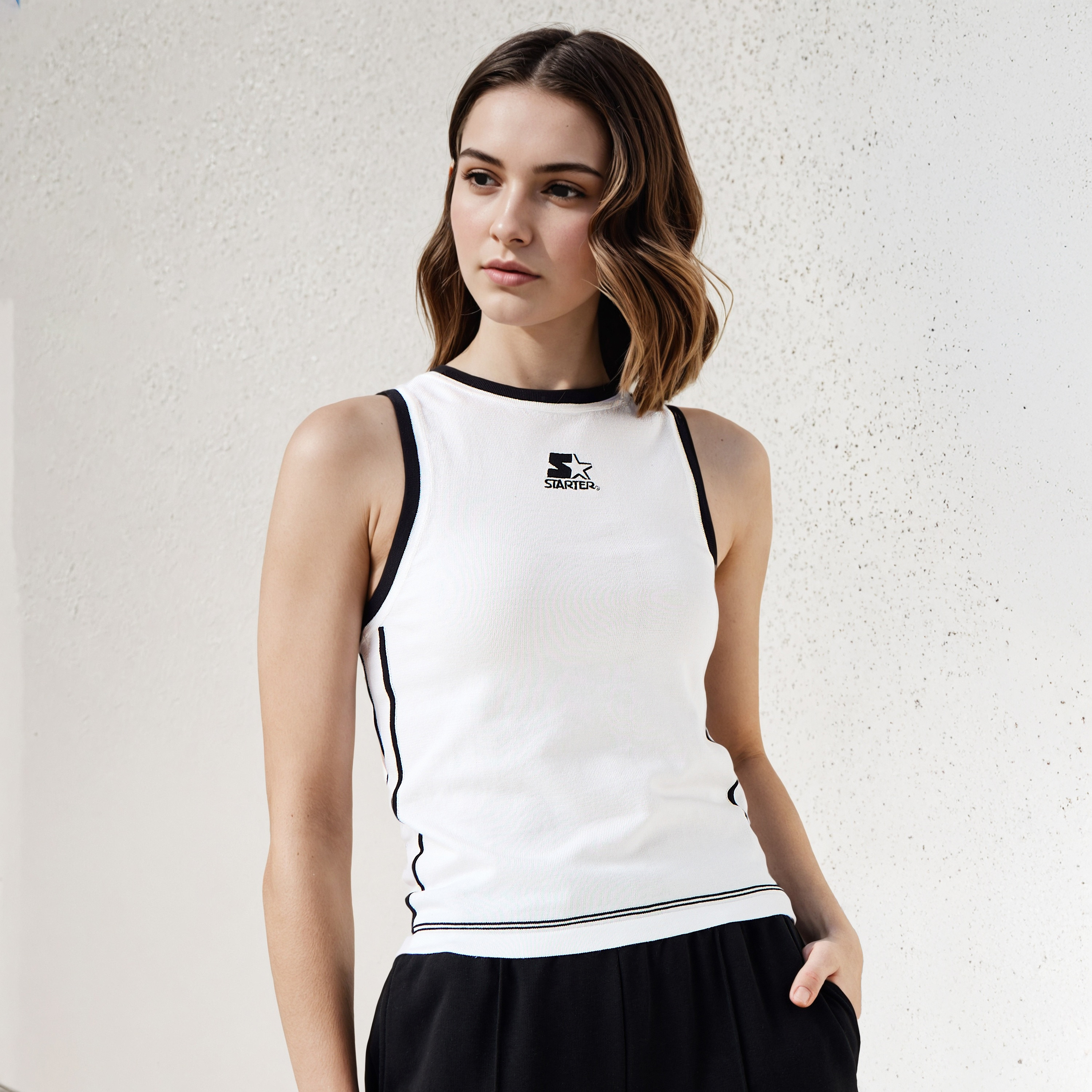 بلوزة تانك بتطريزات شعار من ستارتر-women-clothing-tshirts-image-1