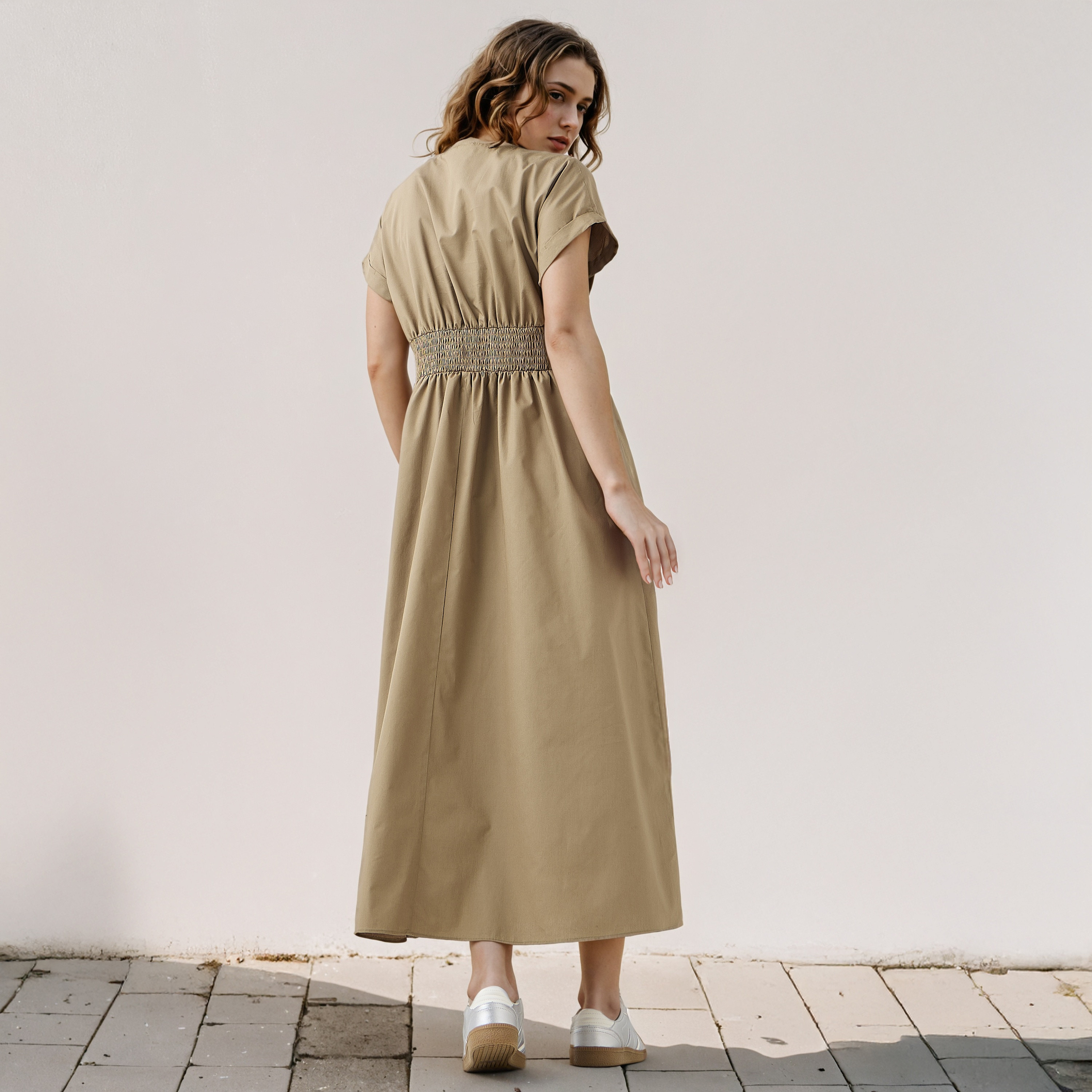 فستان قطن ماكسي بياقة V وحزام-women-clothing-dresses-image-3
