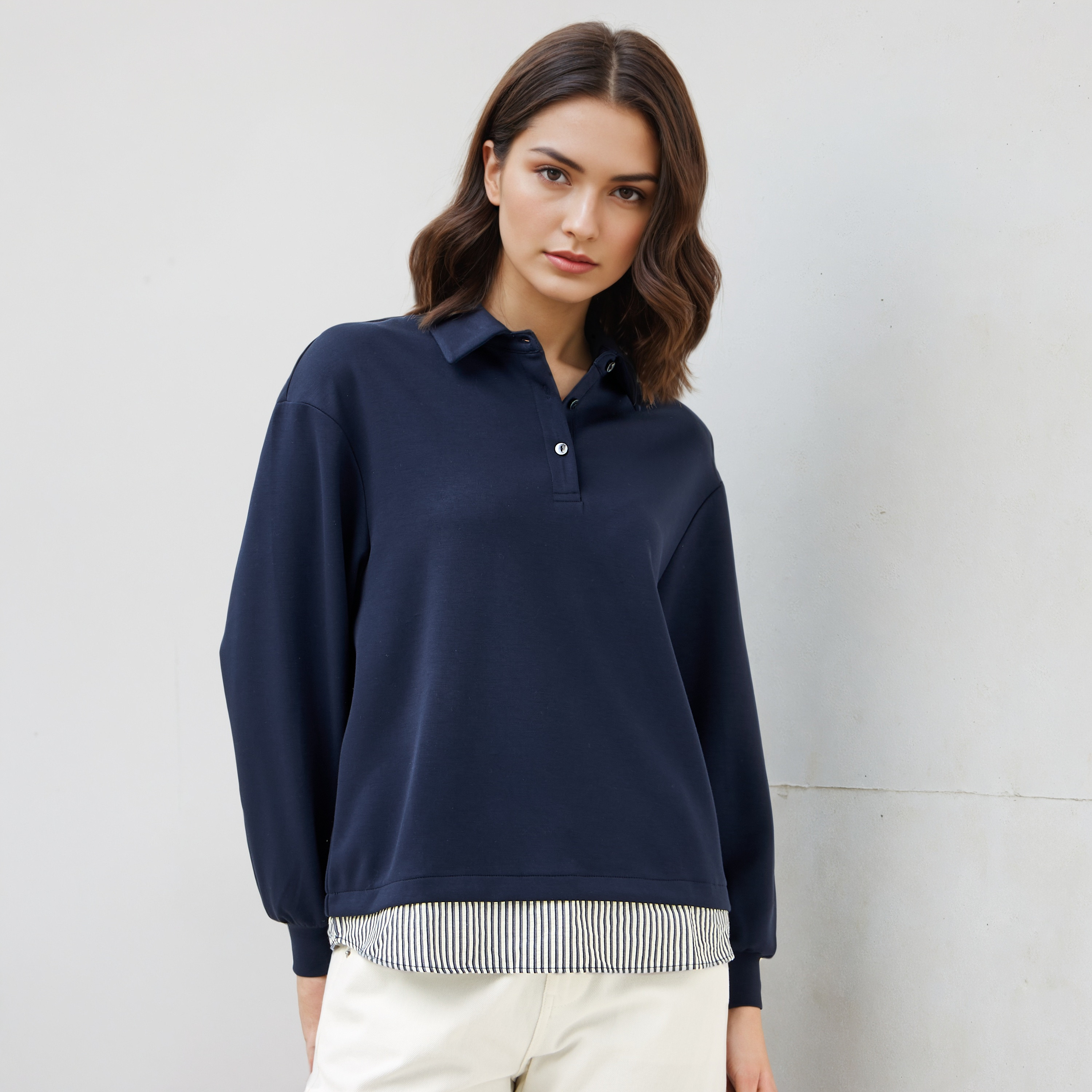 Collared Neoprene Sweatshirt-women-winterwear-hoodiesandsweatshirts-sweatshirts-image-1