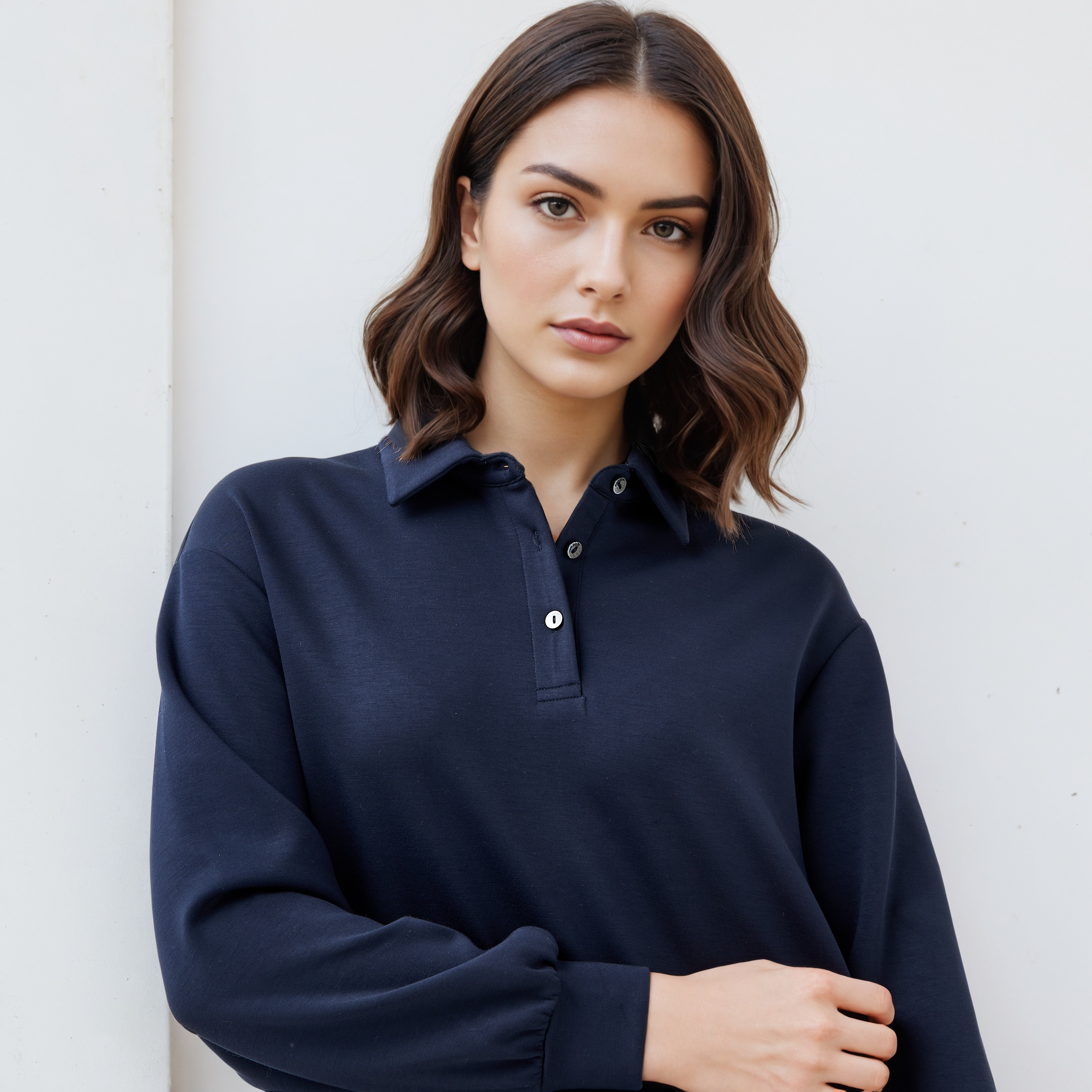 Collared Neoprene Sweatshirt-women-winterwear-hoodiesandsweatshirts-sweatshirts-image-5