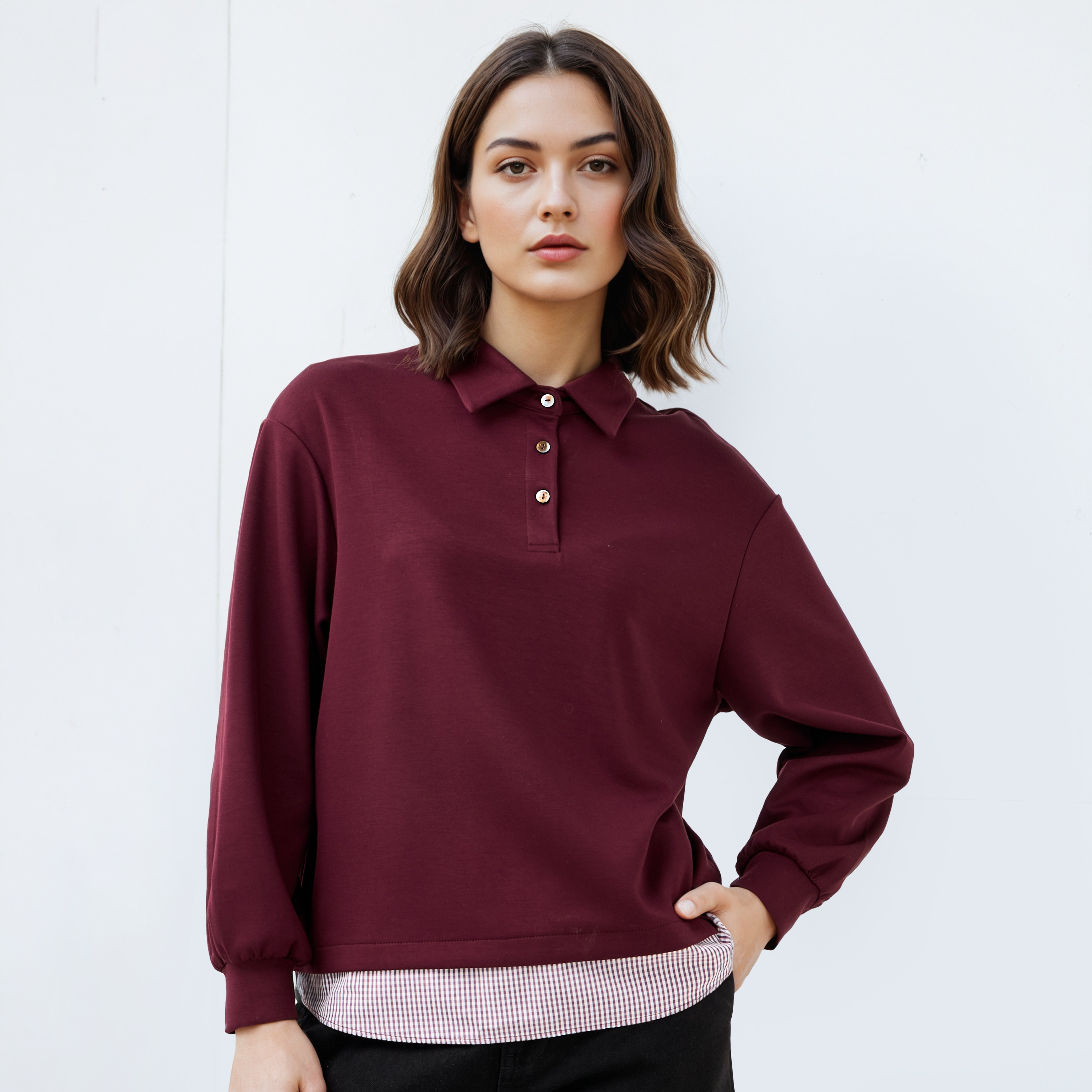 Collared Neoprene Sweatshirt-women-winterwear-hoodiesandsweatshirts-sweatshirts-image-1
