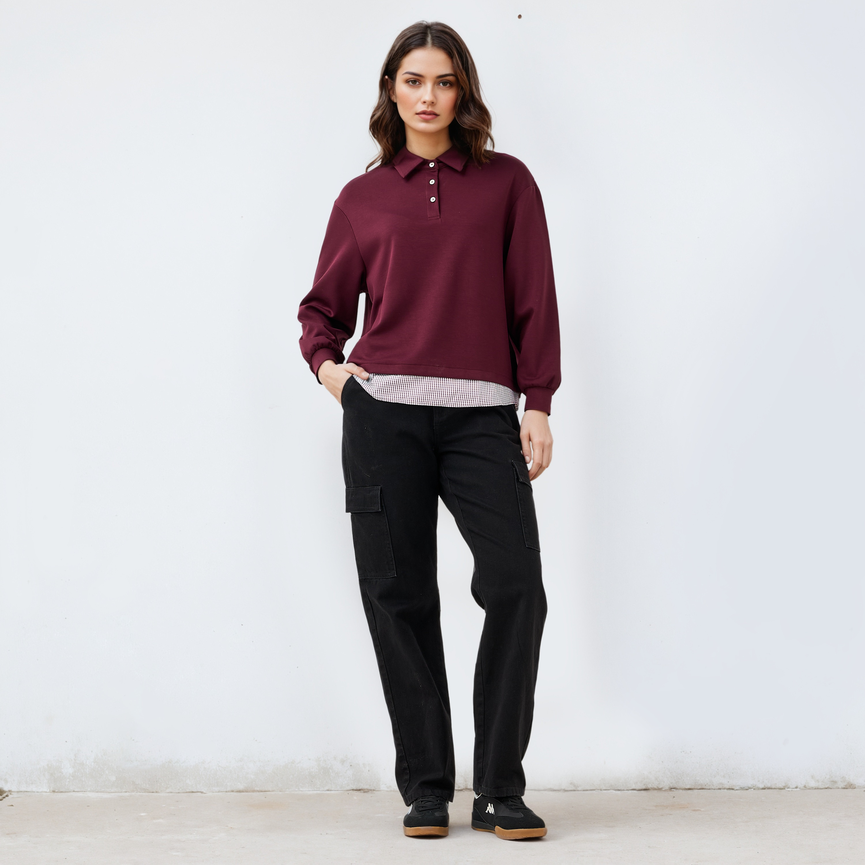Collared Neoprene Sweatshirt-women-winterwear-hoodiesandsweatshirts-sweatshirts-image-2