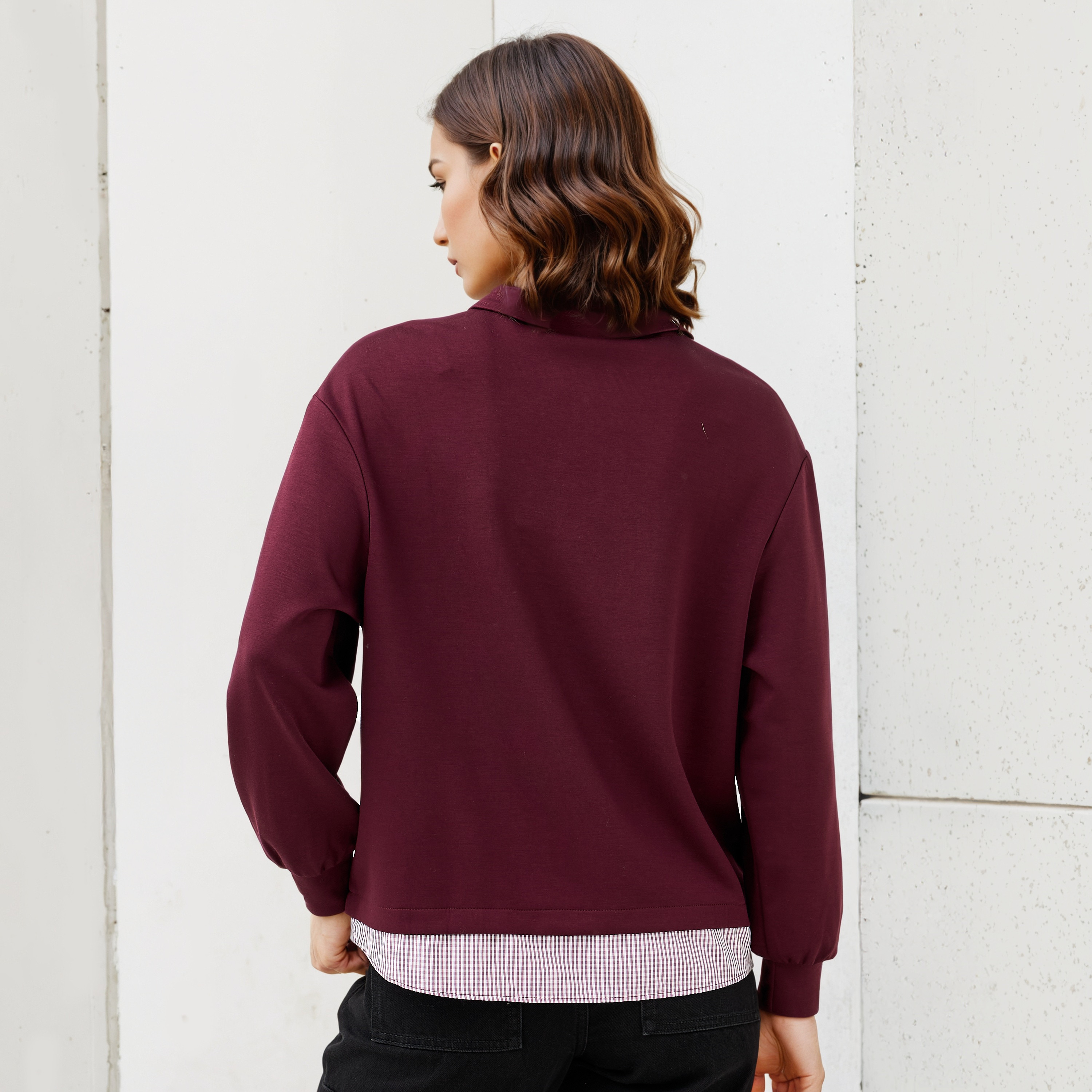 Collared Neoprene Sweatshirt-women-winterwear-hoodiesandsweatshirts-sweatshirts-image-3