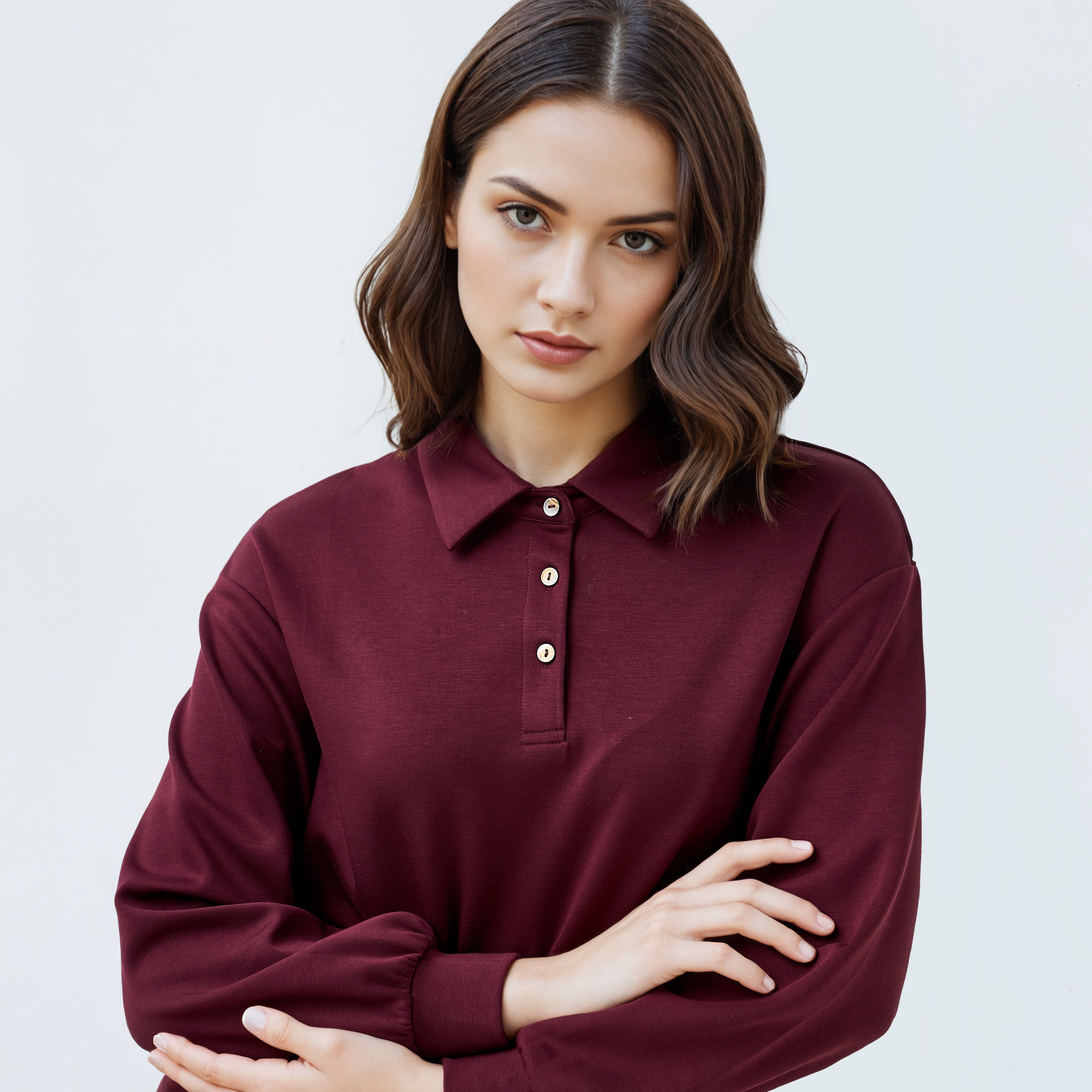 Collared Neoprene Sweatshirt-women-winterwear-hoodiesandsweatshirts-sweatshirts-image-4