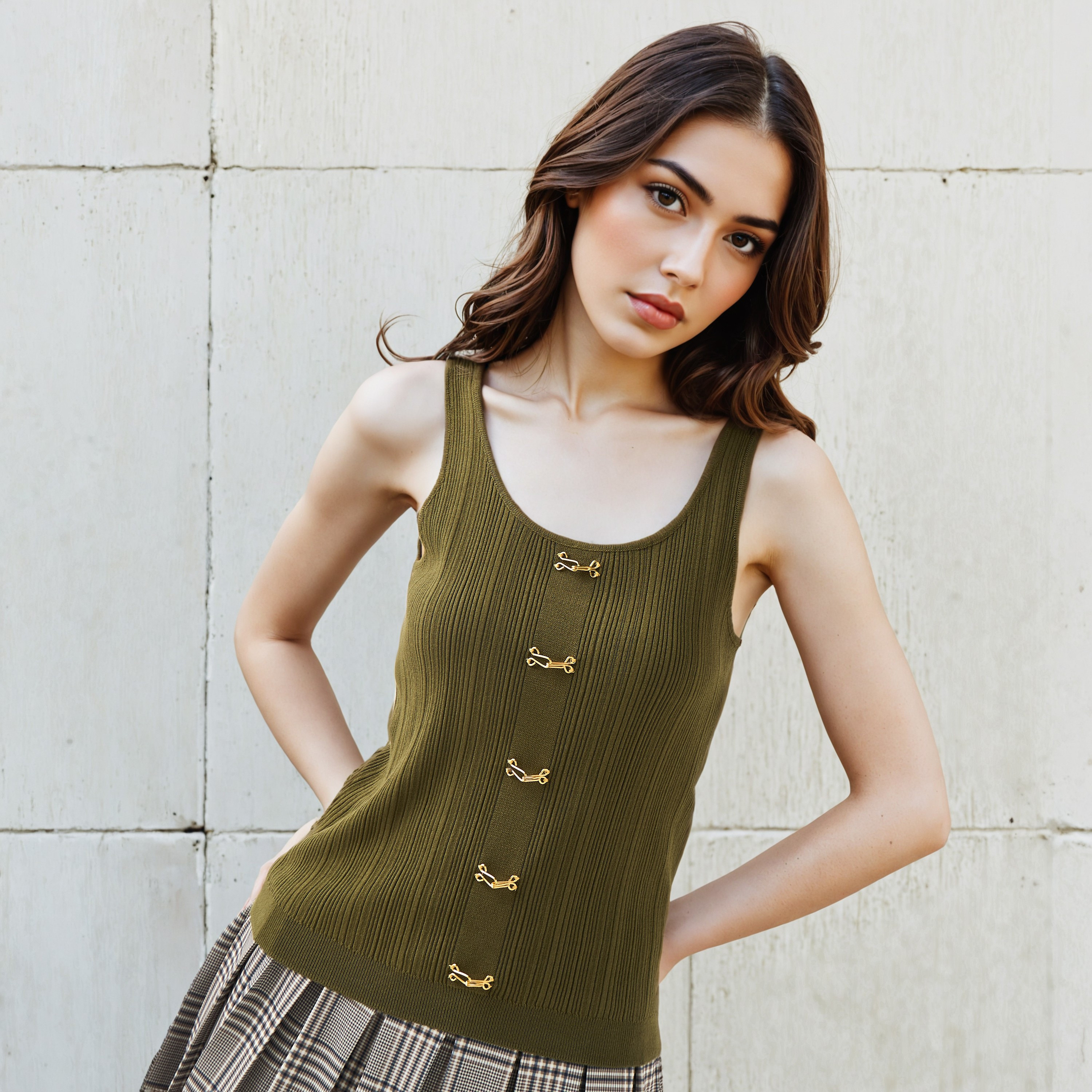 Tank Top with Hook Accent Viscose Blend-women-clothing-tshirts-image-1