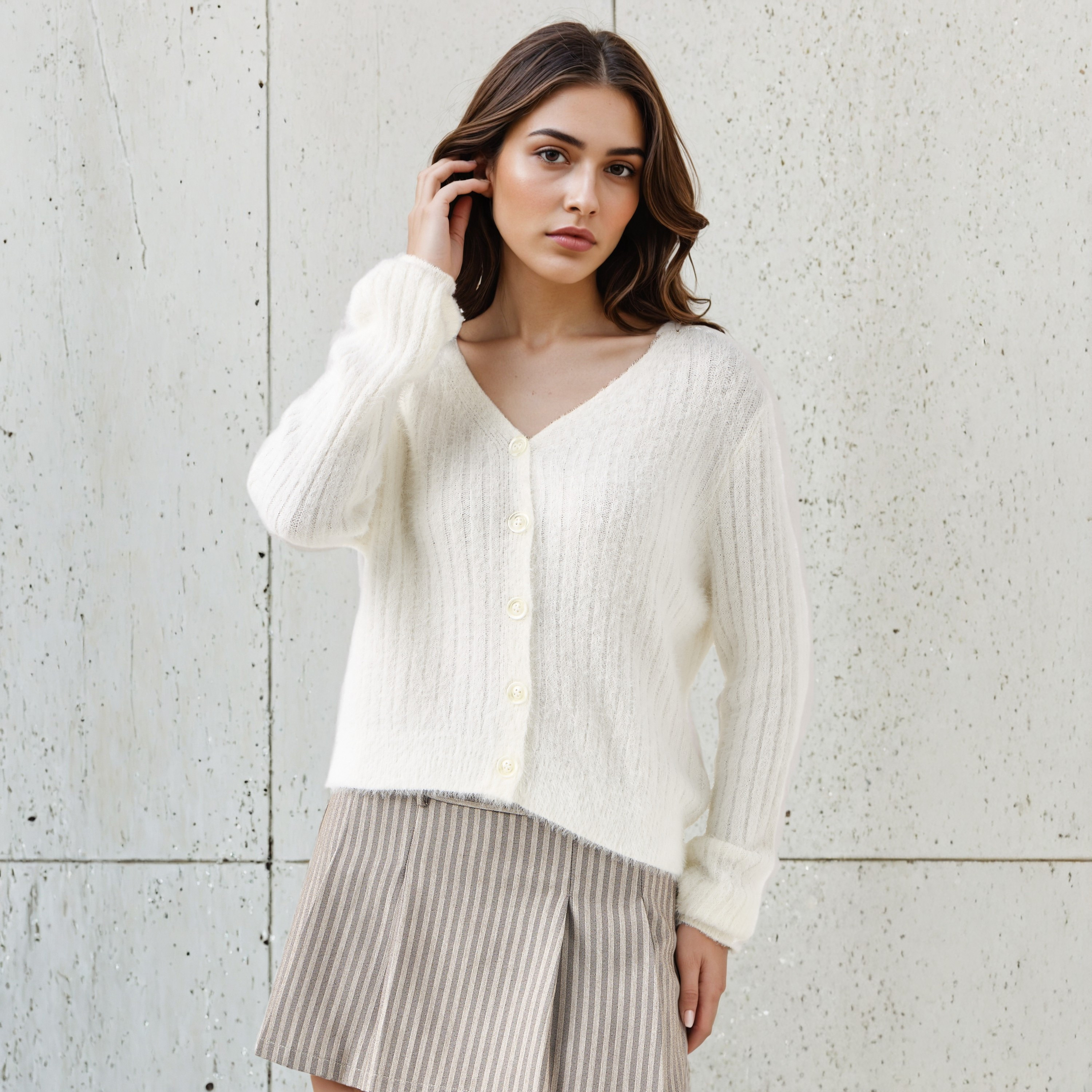 Regular Fit Textured V-neck Cardigan-women-winterwear-cardigansandjumpers-cardigans-image-6