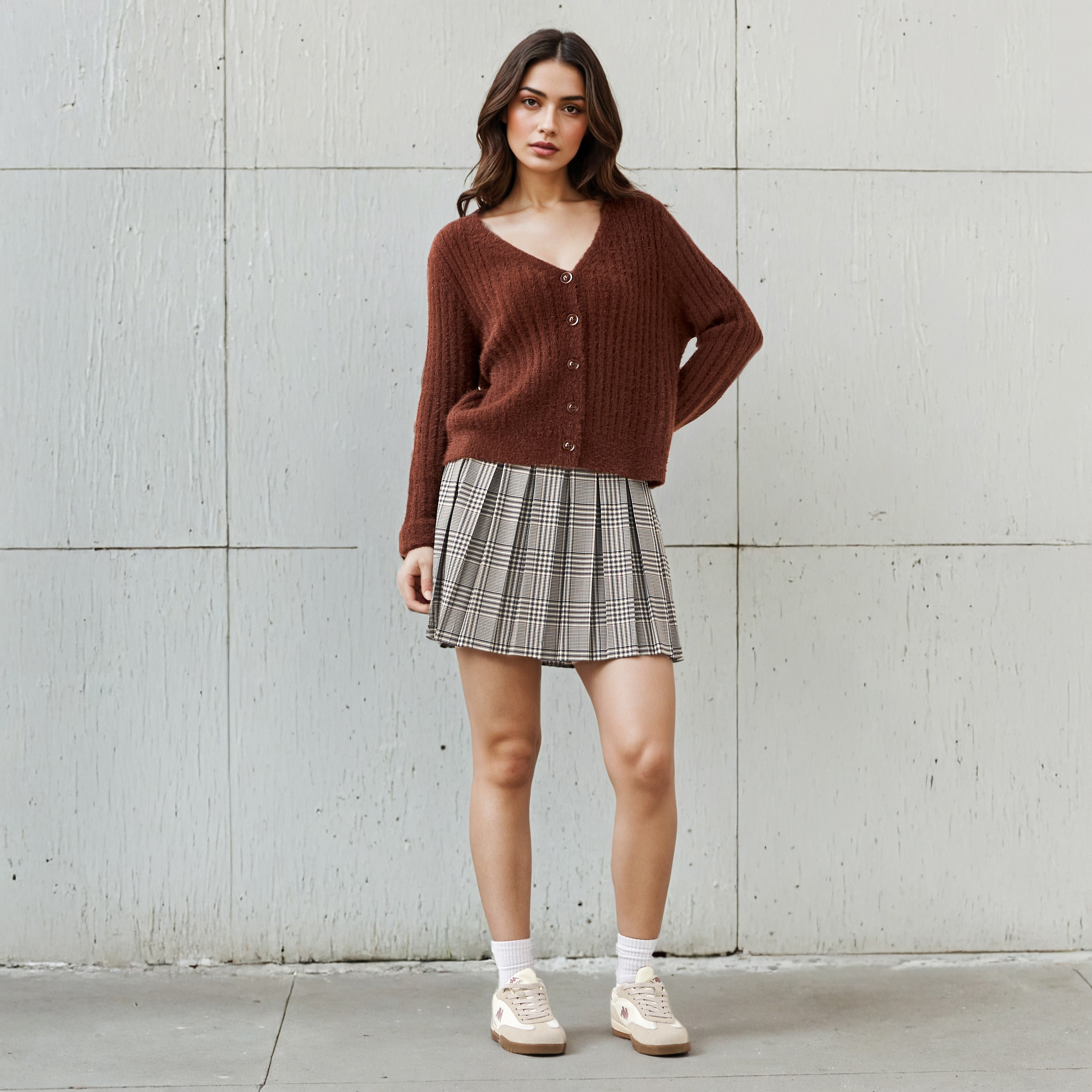 Regular Fit Textured V-neck Cardigan-women-winterwear-cardigansandjumpers-cardigans-image-2