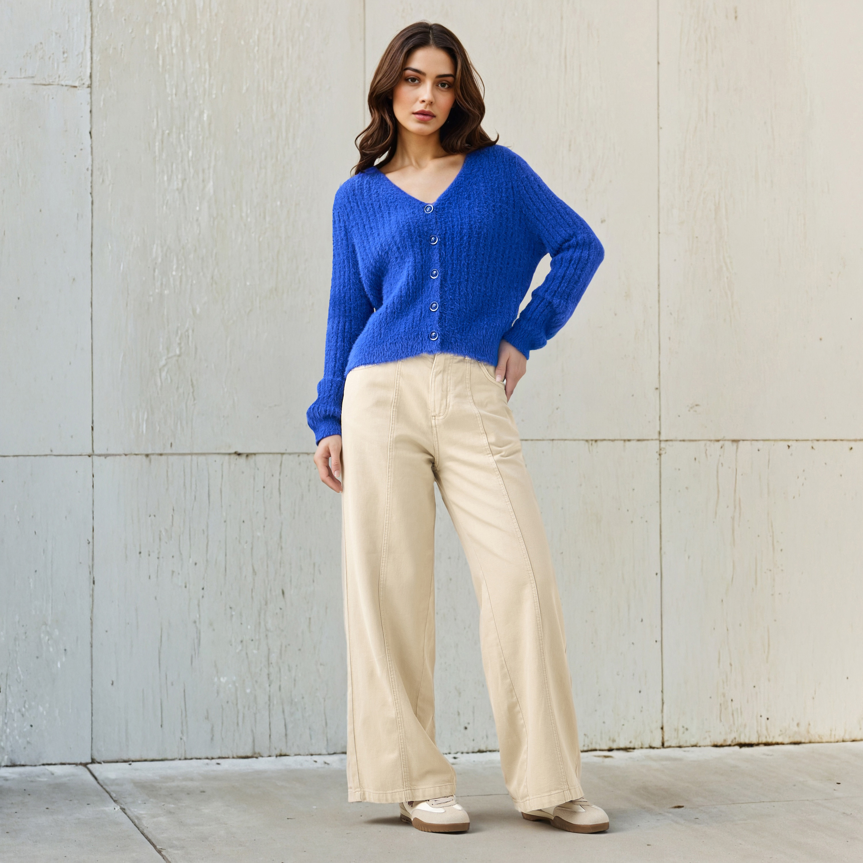 كارديجان بارز الملمس بياقة V بقصة عادية-women-winterwear-cardigansandjumpers-cardigans-image-4