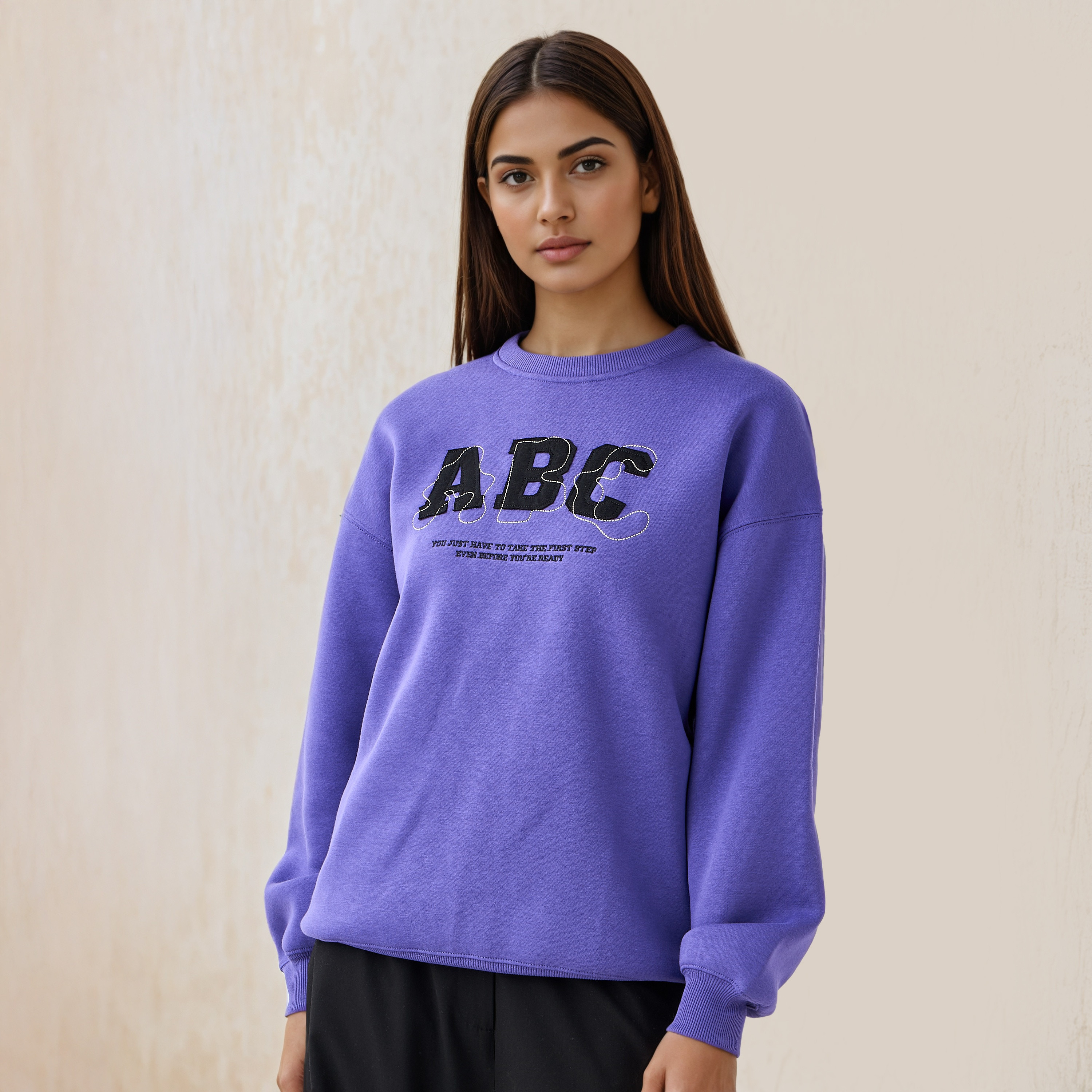 Embroidered Sweatshirt with Crew Neck-women-winterwear-hoodiesandsweatshirts-sweatshirts-image-1